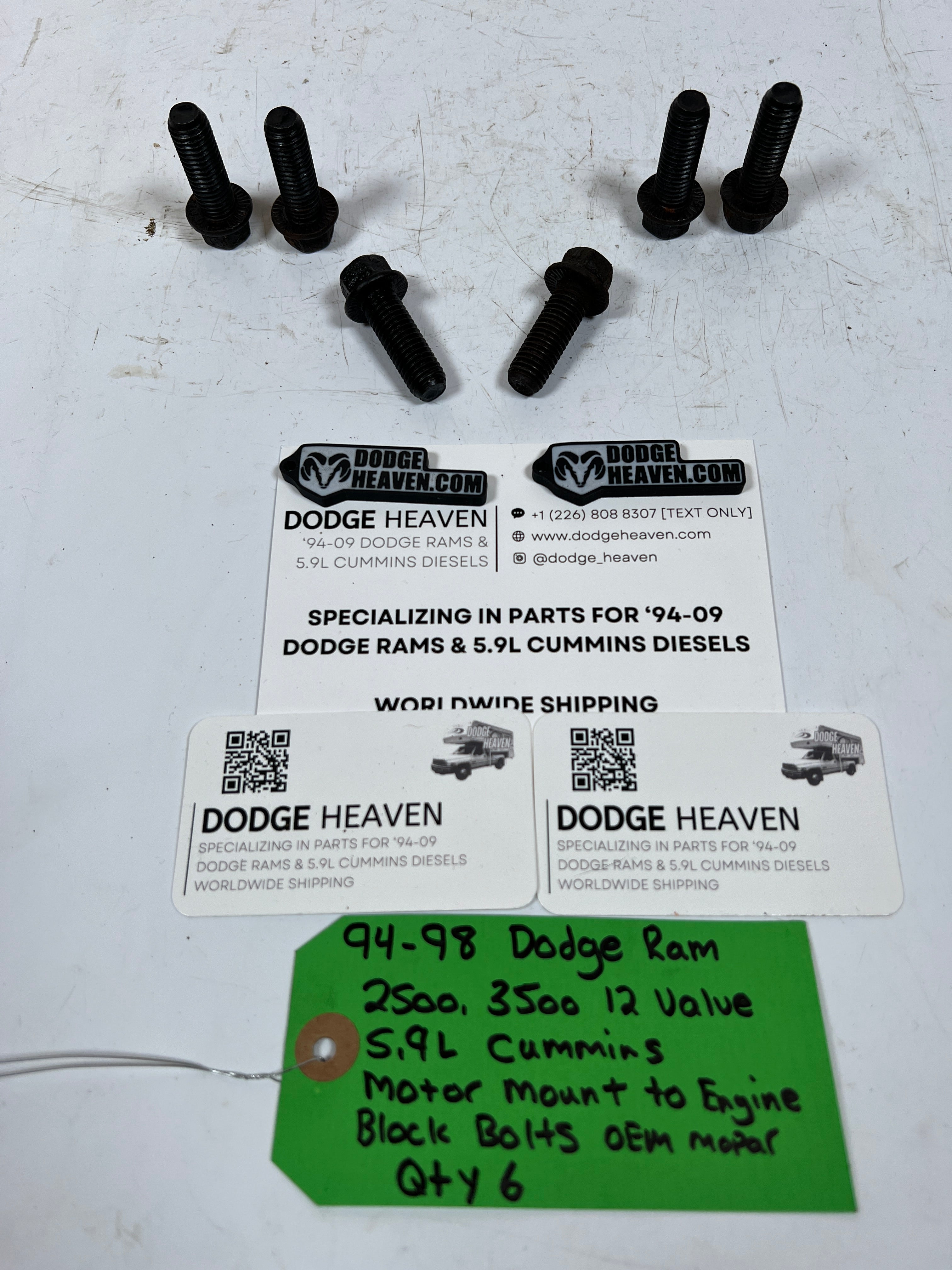 1994-1998 Dodge Ram 12 Valve 5.9L Cummins Motor Mount to Engine Bolts QTY 6