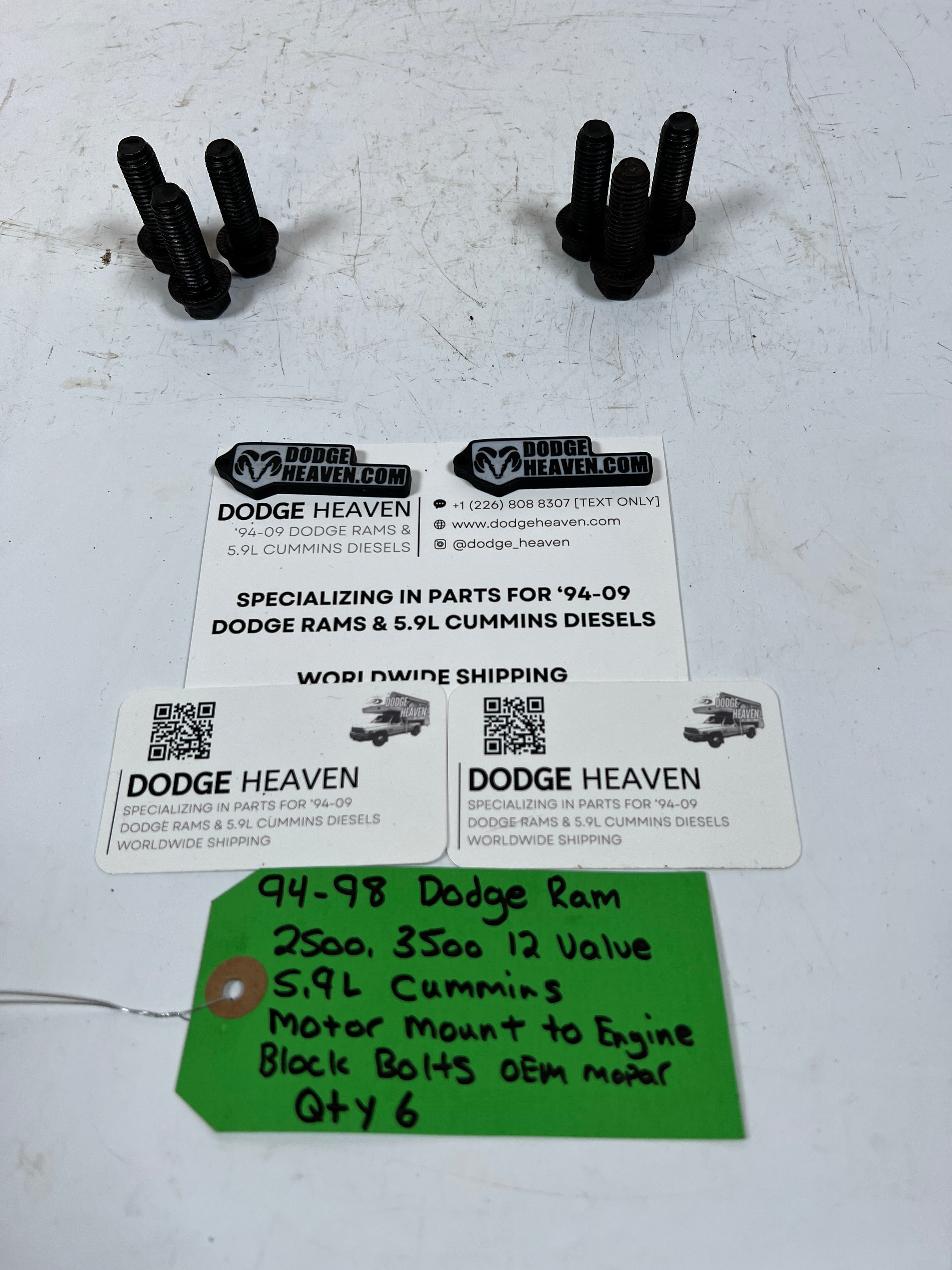 1994-1998 Dodge Ram 12 Valve 5.9L Cummins Motor Mount to Engine Bolts QTY 6