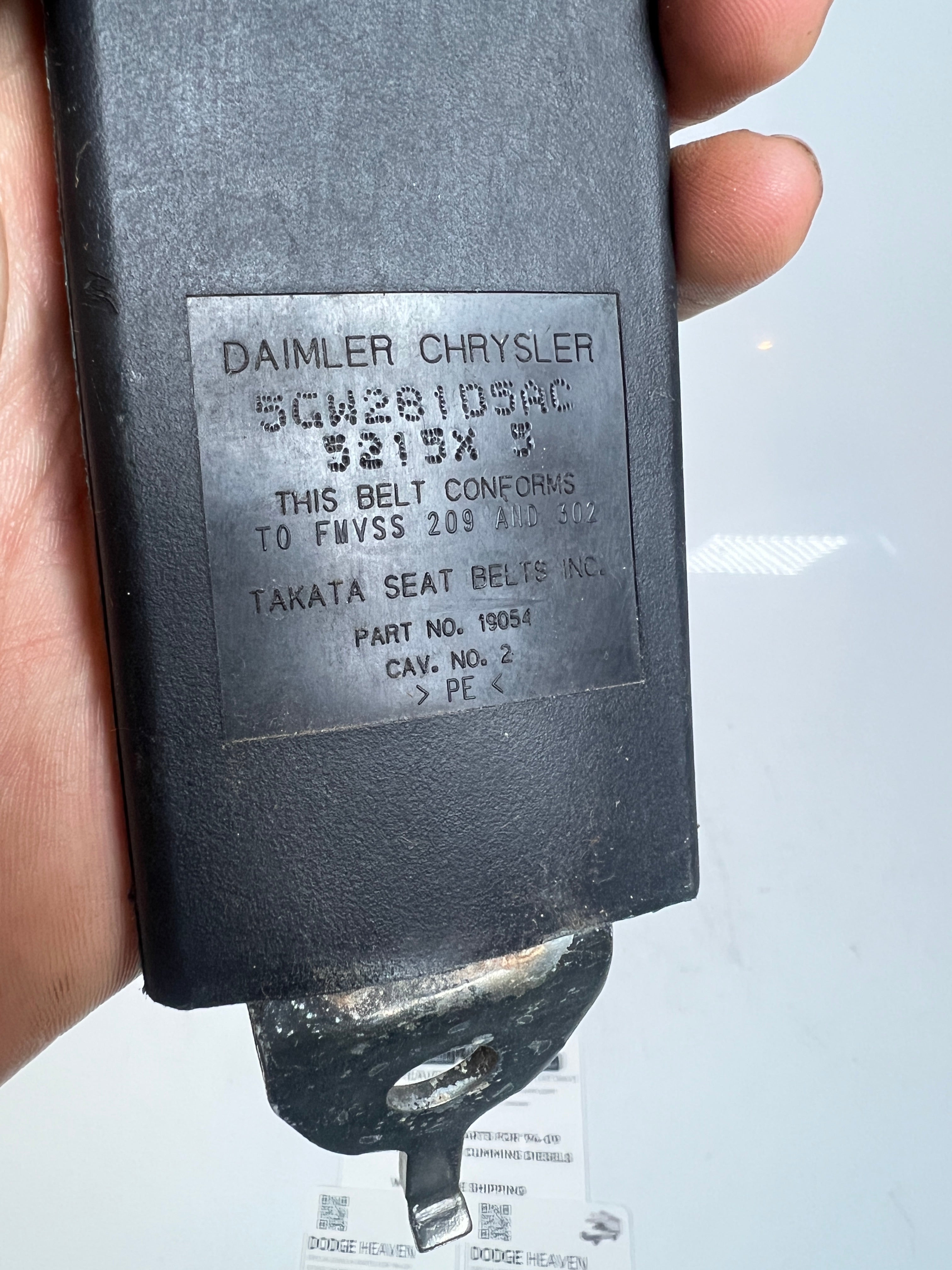2006-2010 Dodge Ram 1500-5500 Jumper Seat, Seat Belt Buckle