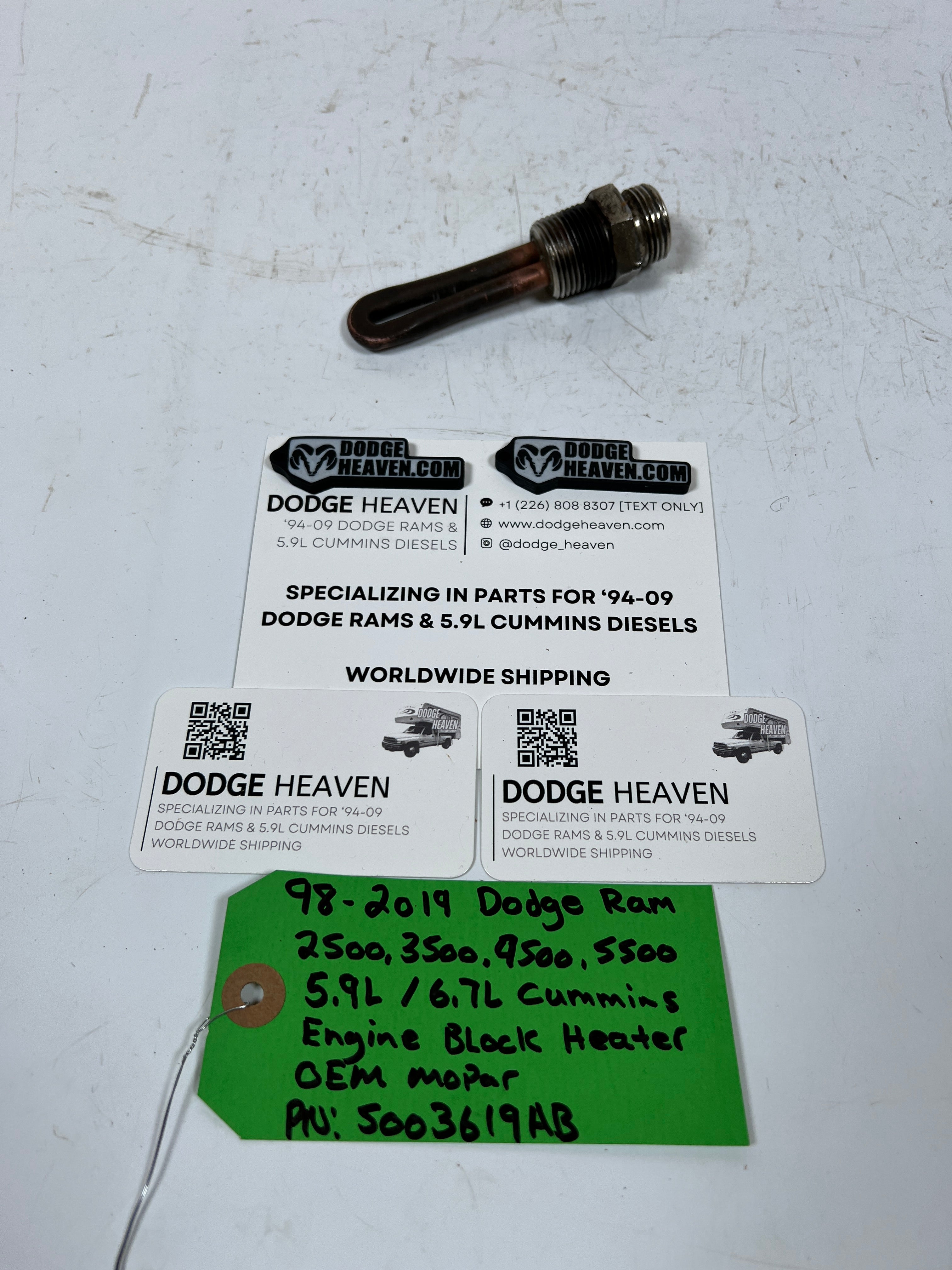 1998-2019 Dodge Ram 5.9L 6.7L Cummins Engine Block Heater Element