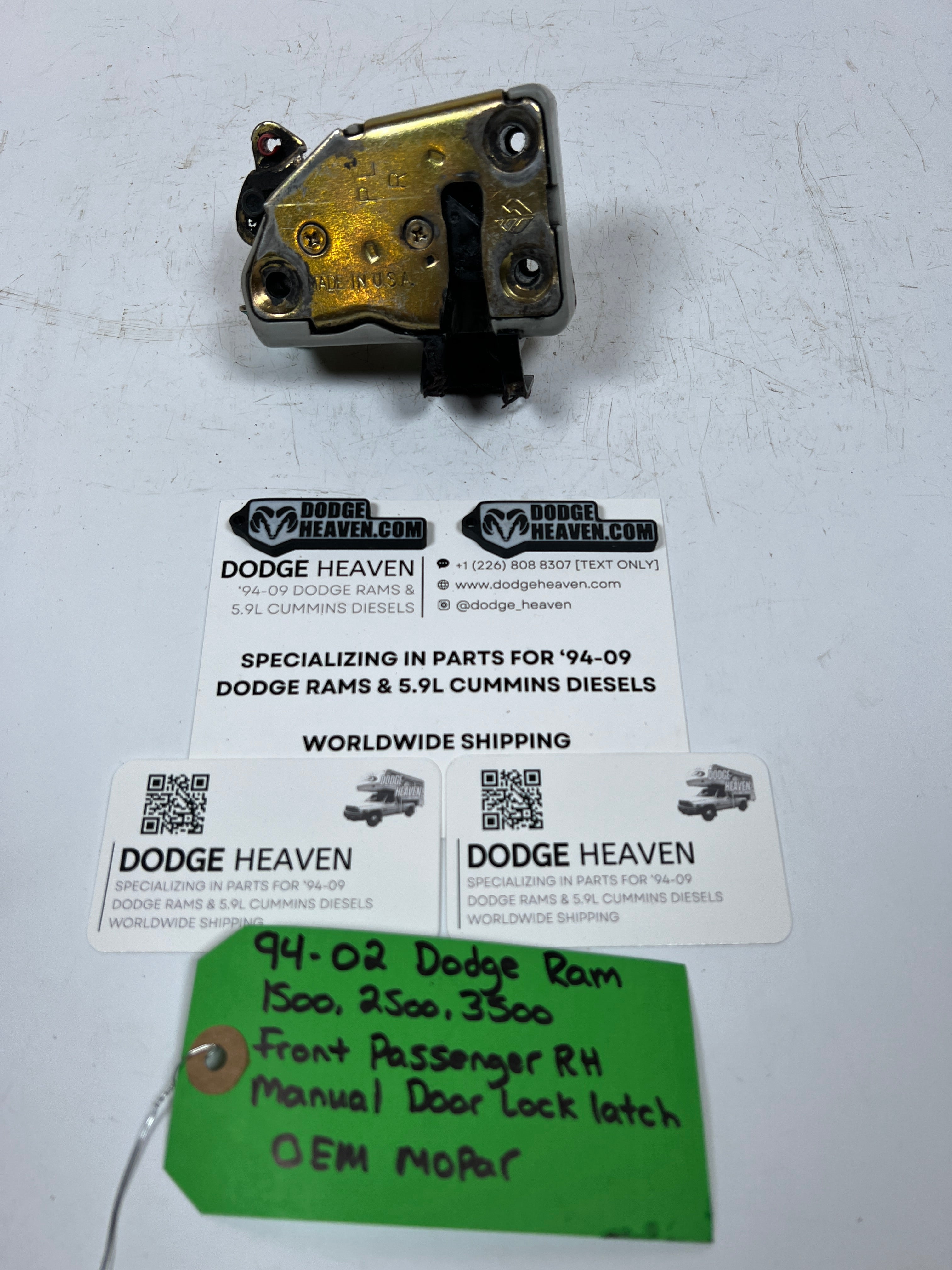 1994-2002 Dodge Ram Front Passenger RH Manual Door Lock Latch