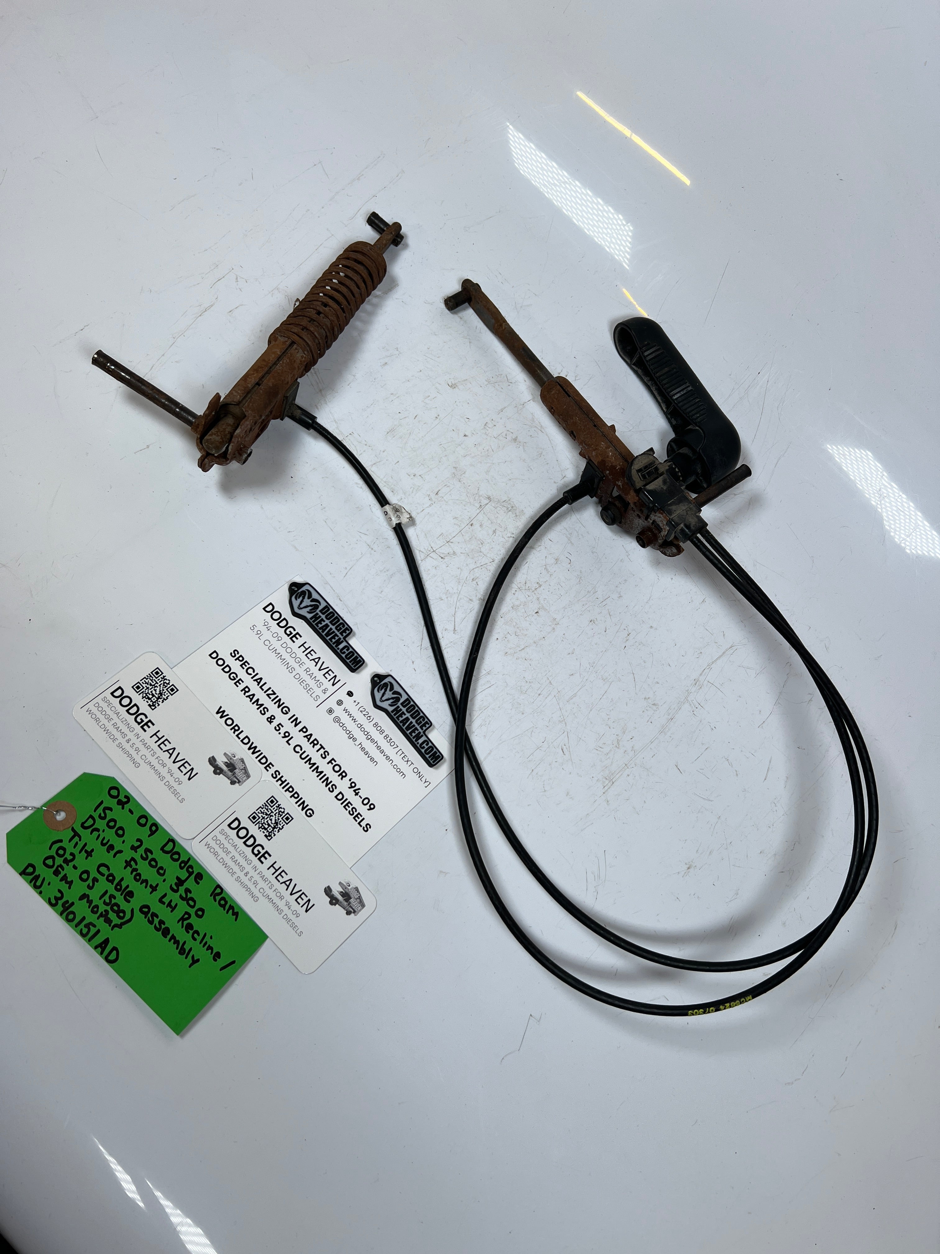 2002-2009 Dodge Ram Driver Front Seat Recline / Tilt Cable Assembly