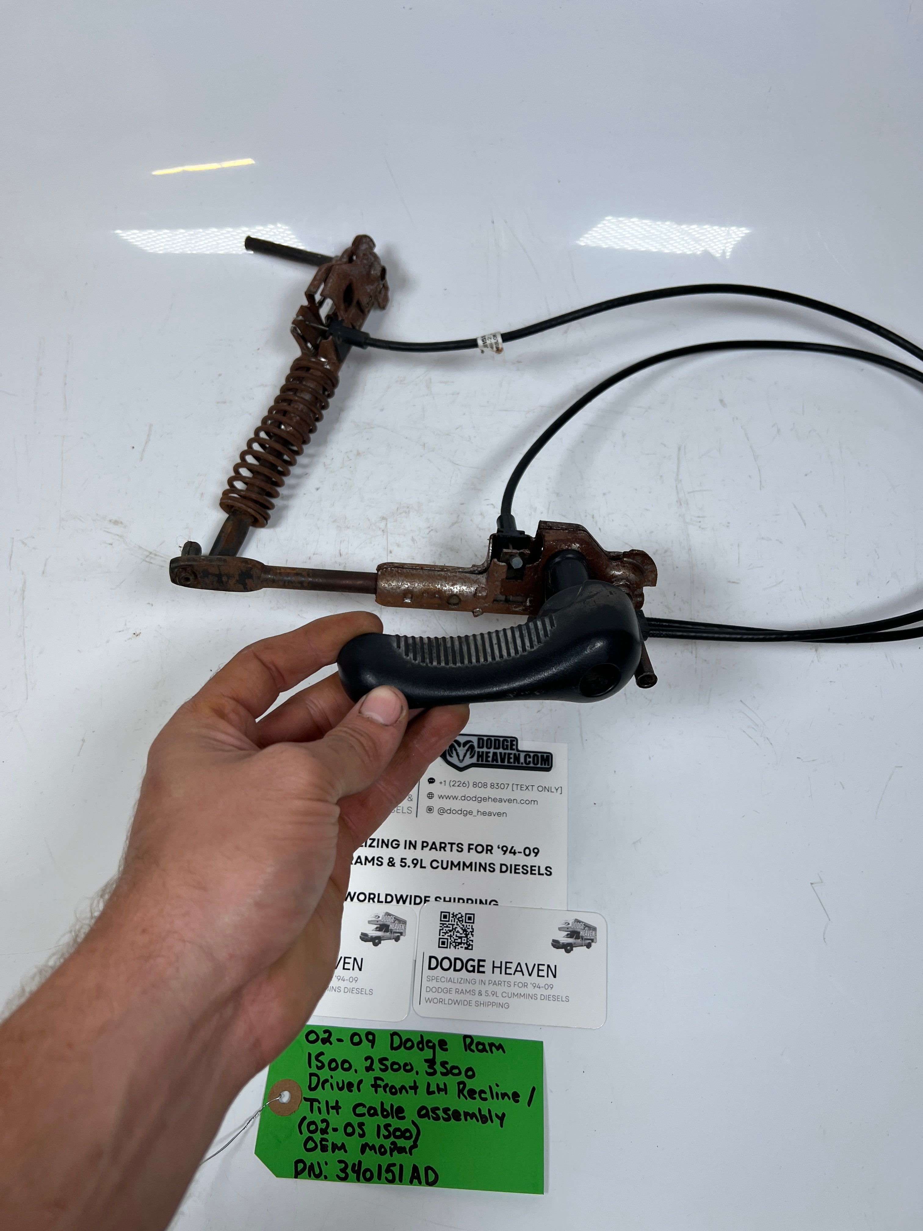 2002-2009 Dodge Ram Driver Front Seat Recline / Tilt Cable Assembly