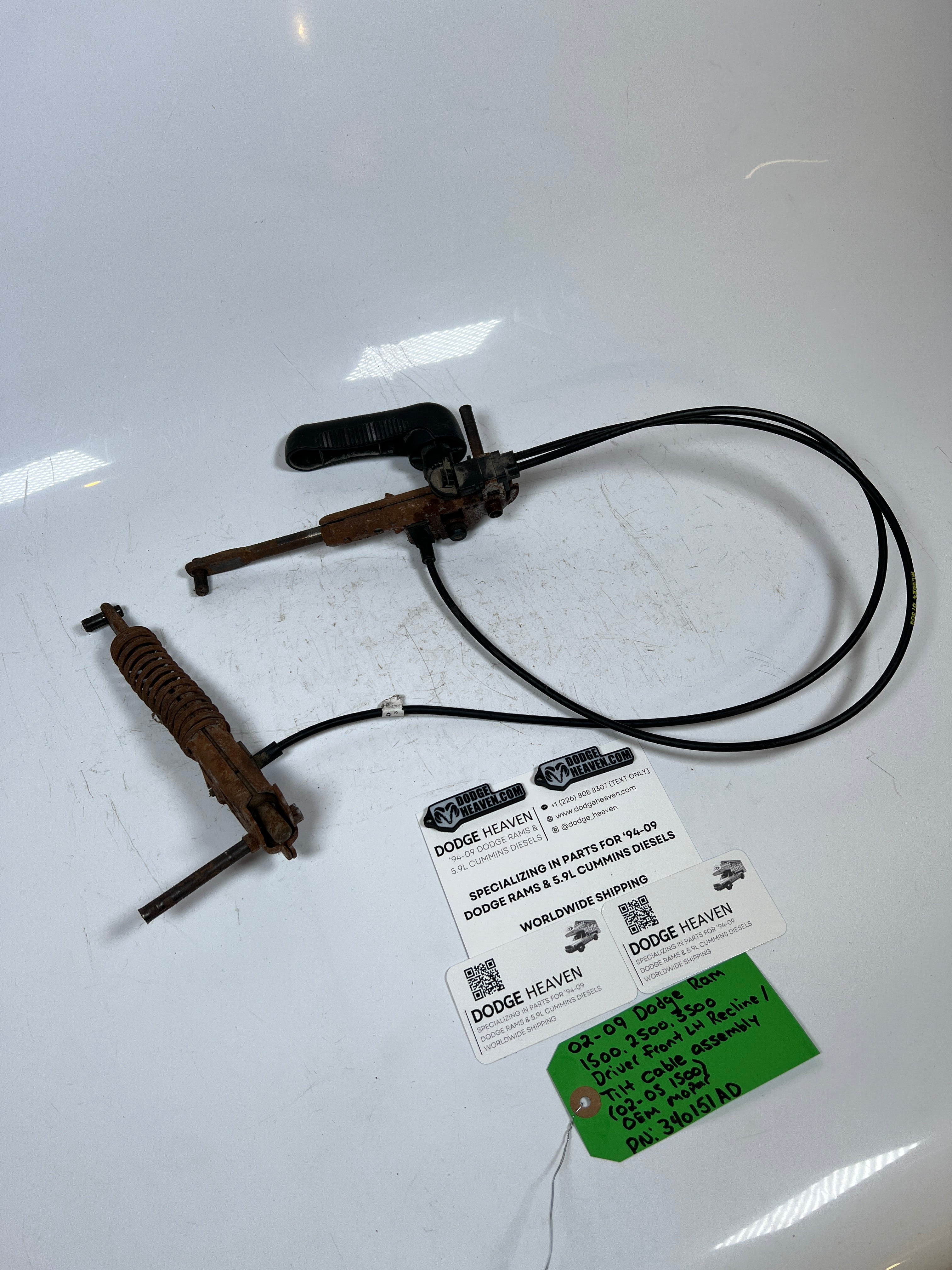 2002-2009 Dodge Ram Driver Front Seat Recline / Tilt Cable Assembly