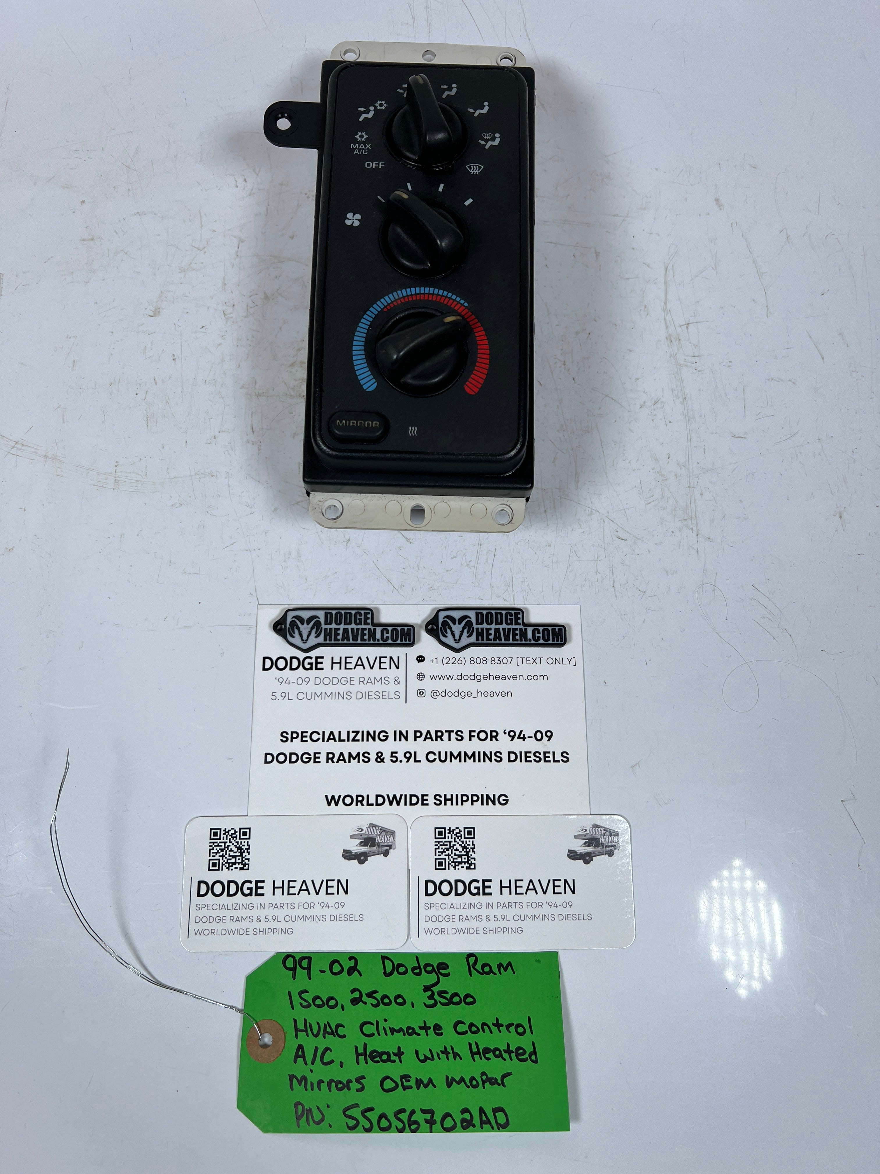1999-2001 Dodge Ram HVAC Heater AC Climate Controls Heated Mirror