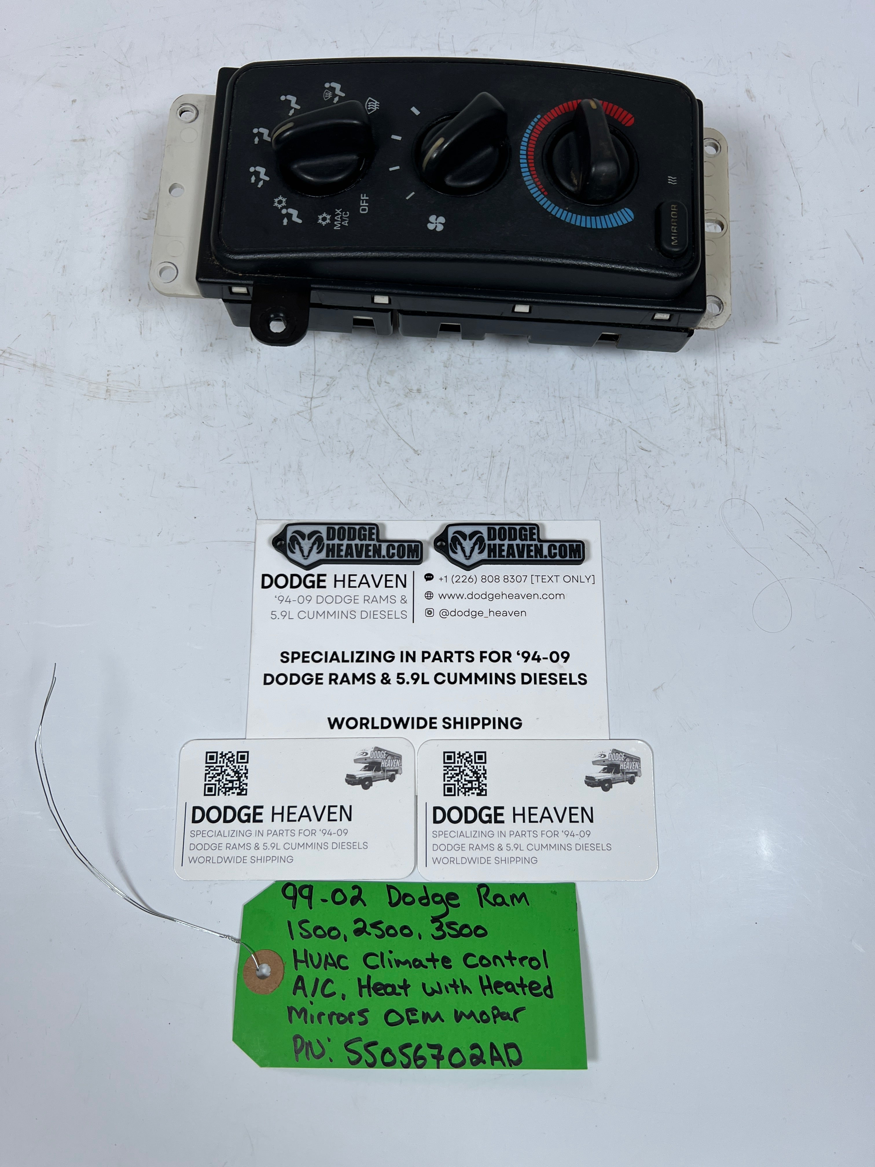 1999-2001 Dodge Ram HVAC Heater AC Climate Controls Heated Mirror