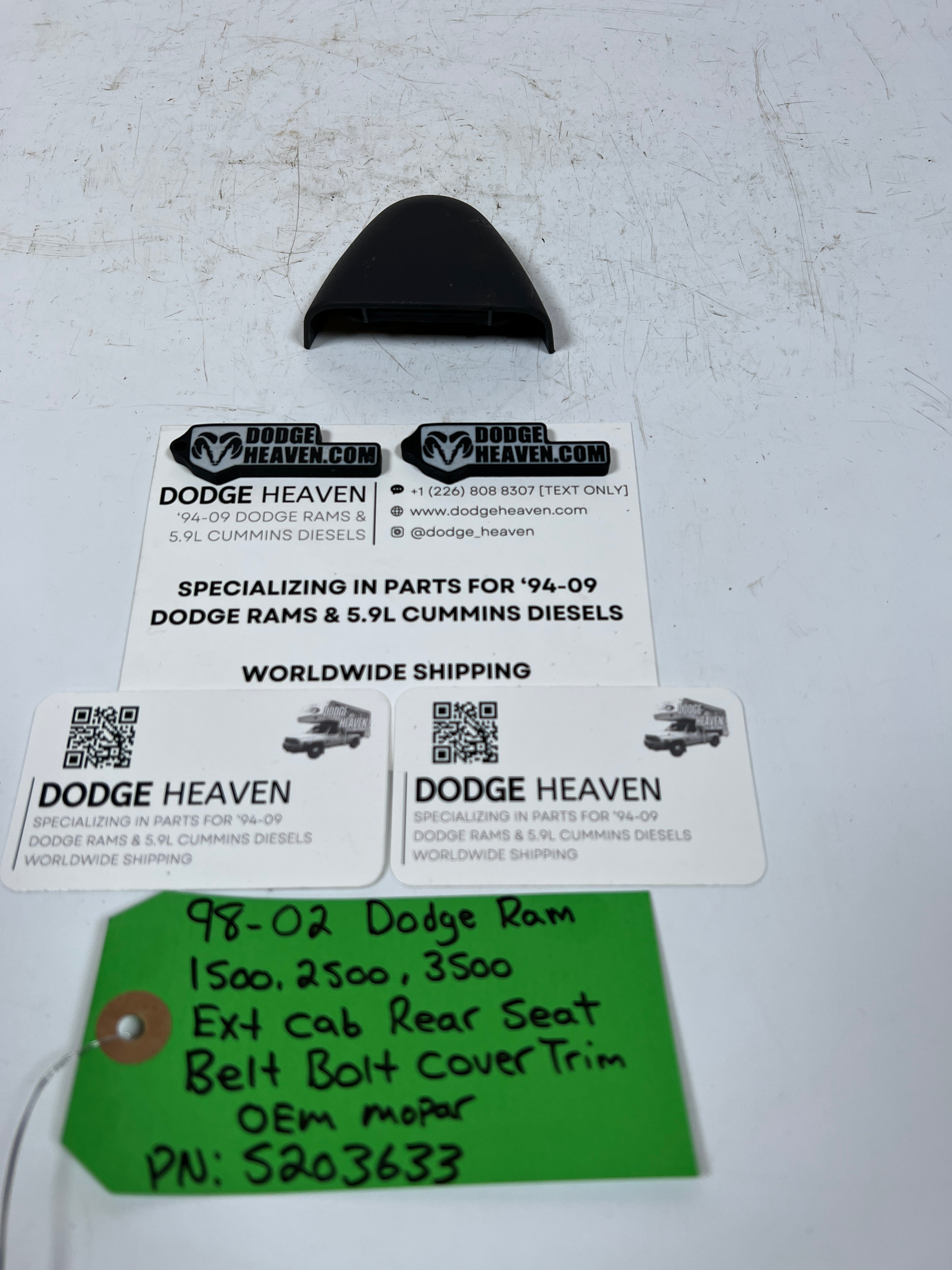 1998-2002 Dodge Ram 1500-3500 Ext Cab Rear Seat Belt Bolt Trim Cover