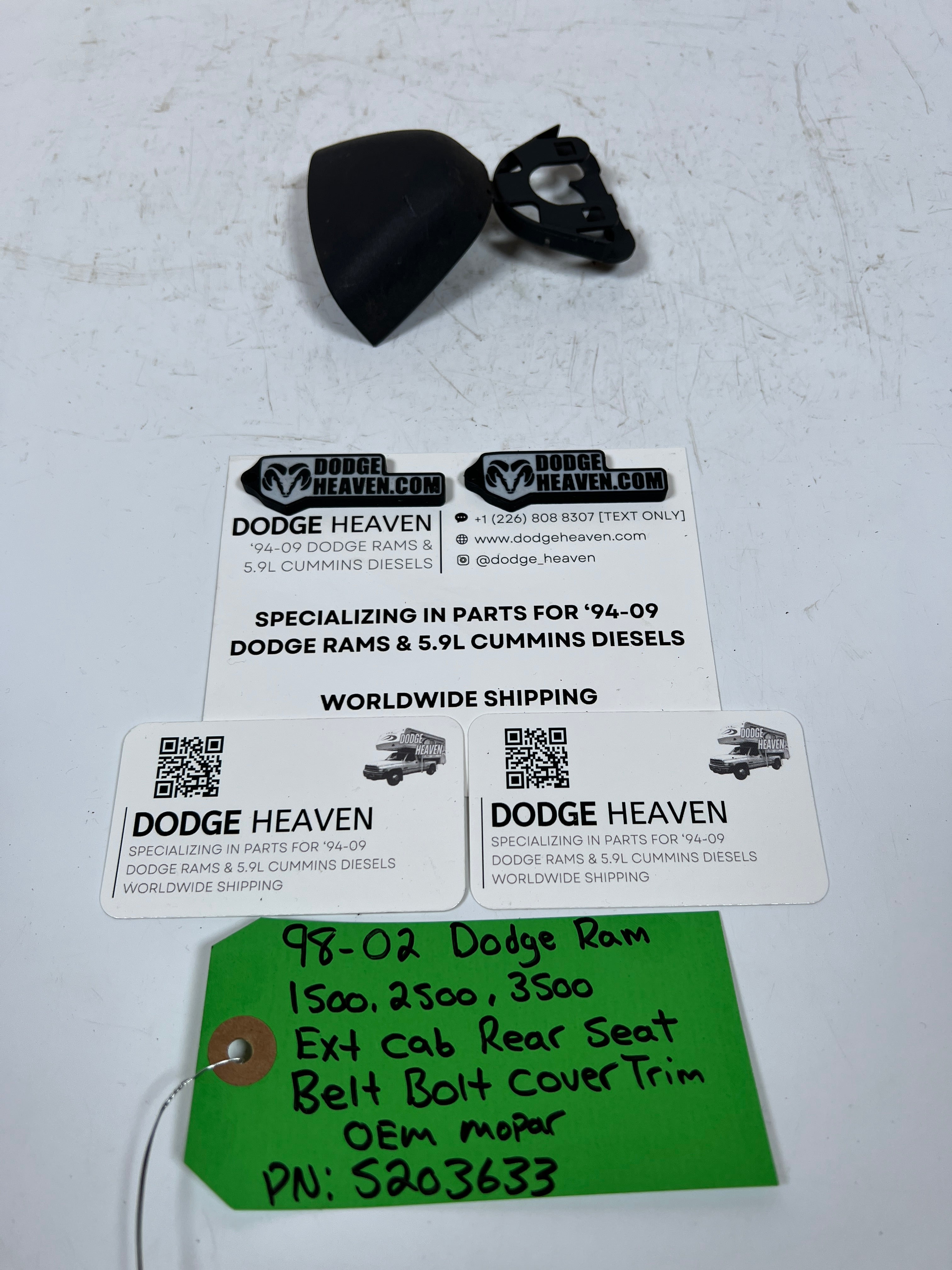 1998-2002 Dodge Ram 1500-3500 Ext Cab Rear Seat Belt Bolt Trim Cover