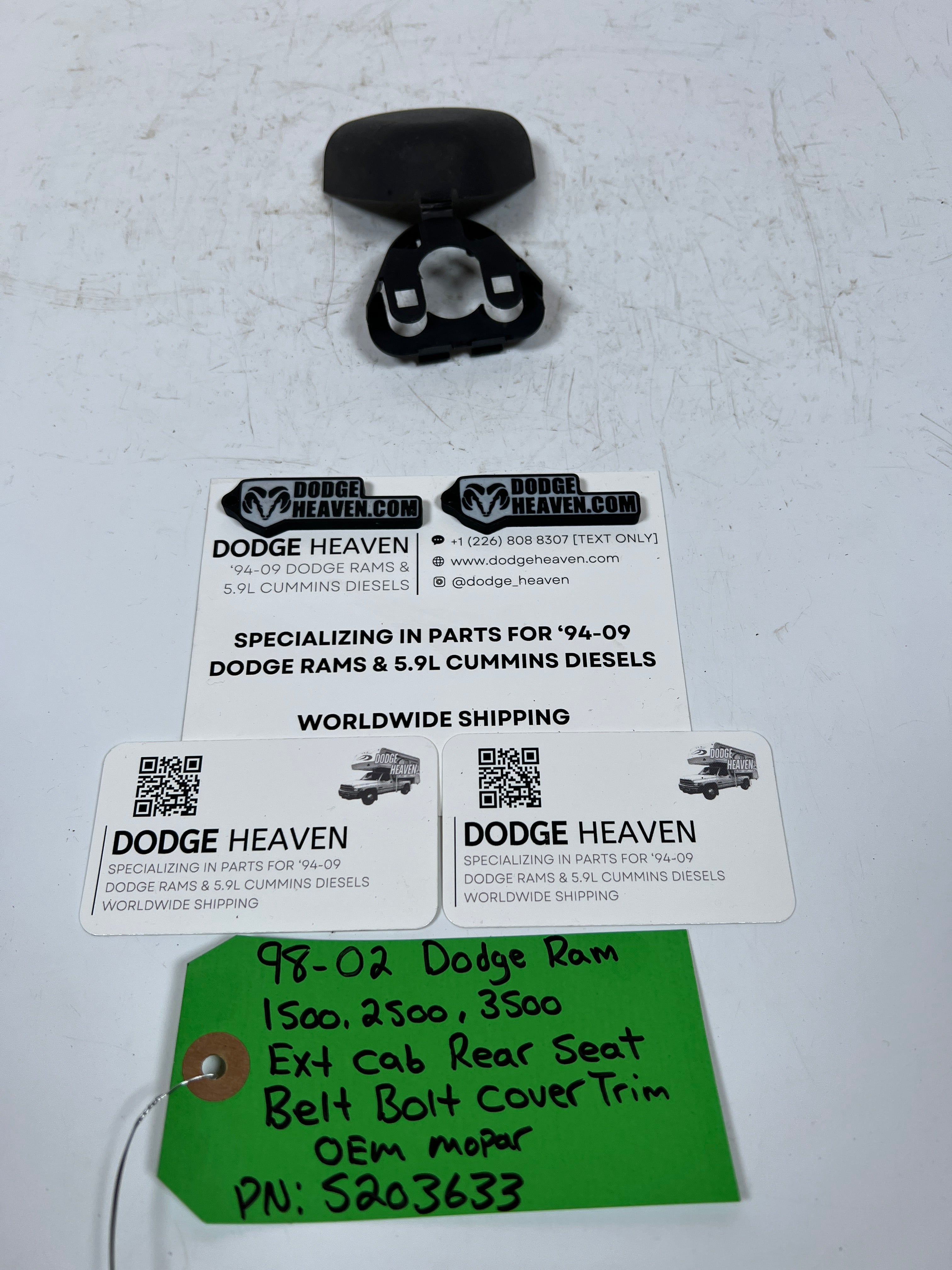 1998-2002 Dodge Ram 1500-3500 Ext Cab Rear Seat Belt Bolt Trim Cover
