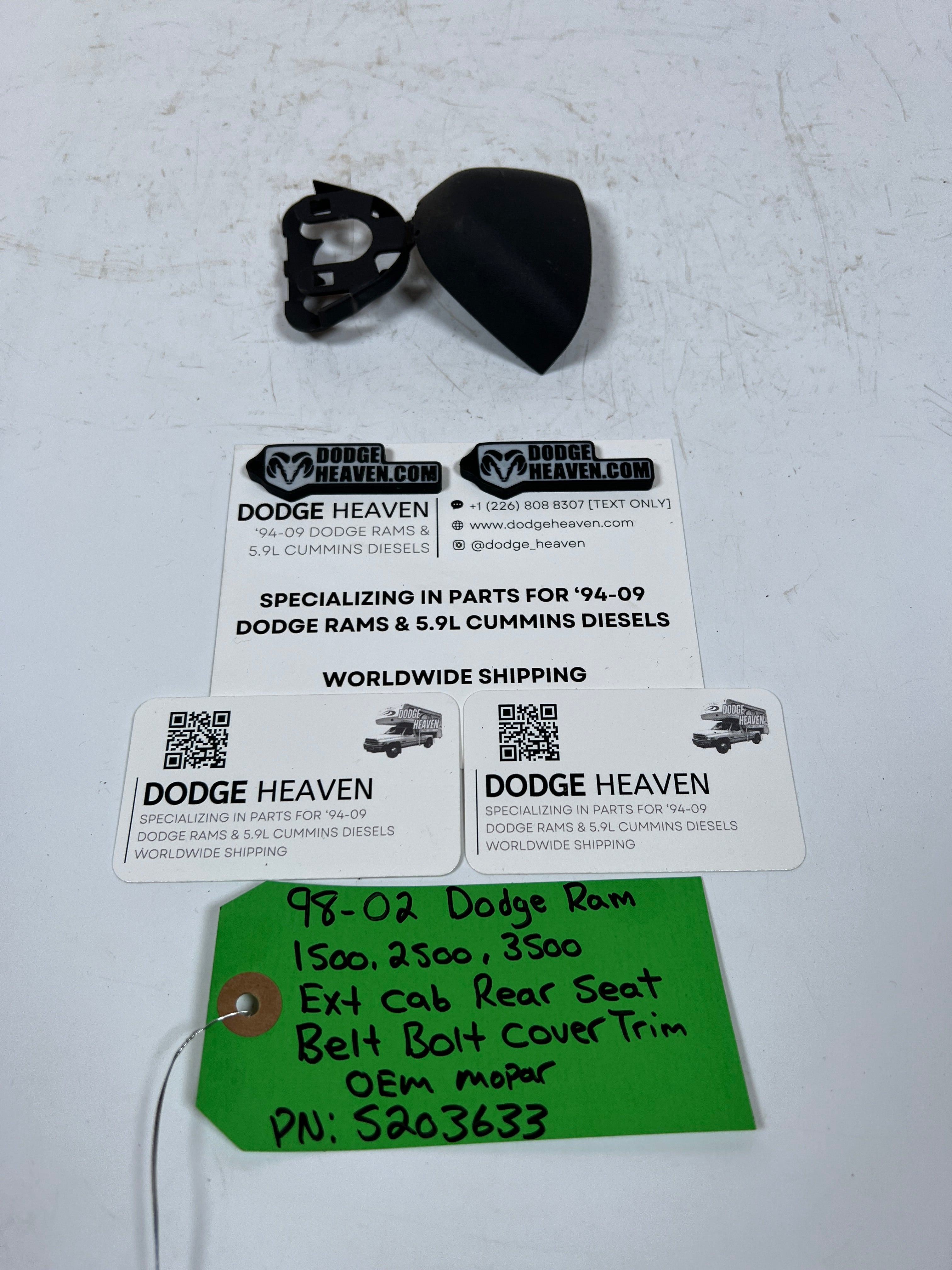1998-2002 Dodge Ram 1500-3500 Ext Cab Rear Seat Belt Bolt Trim Cover