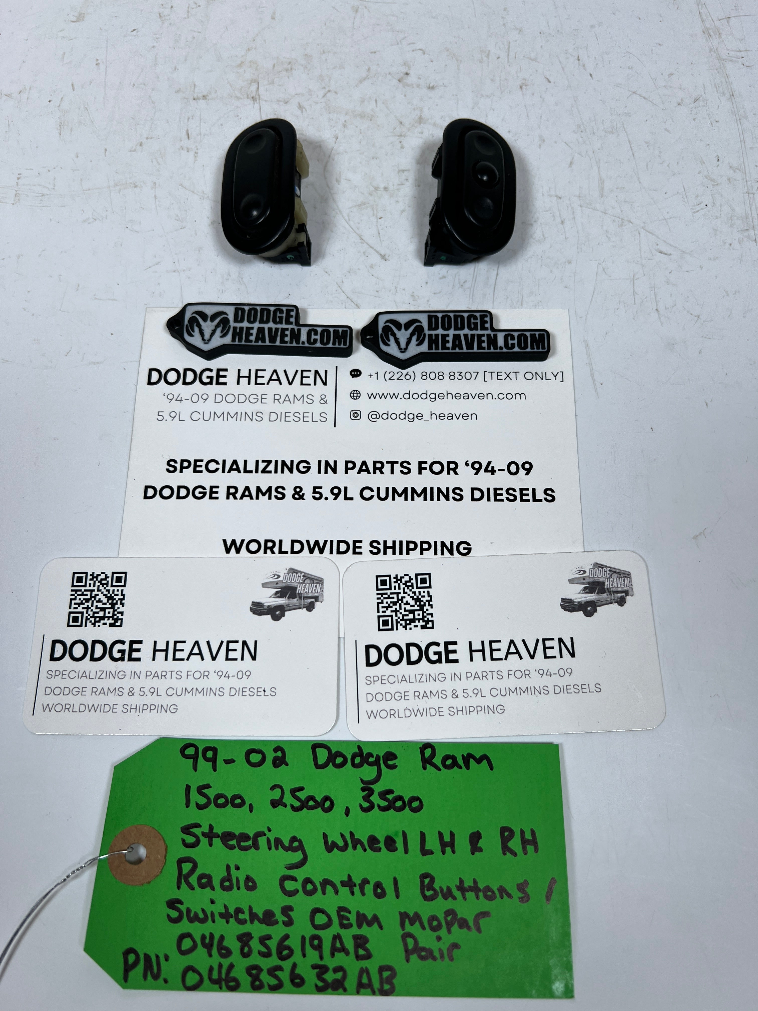 1999-2002 Dodge Ram Steering Wheel Radio Control Switch Pair RH & LH