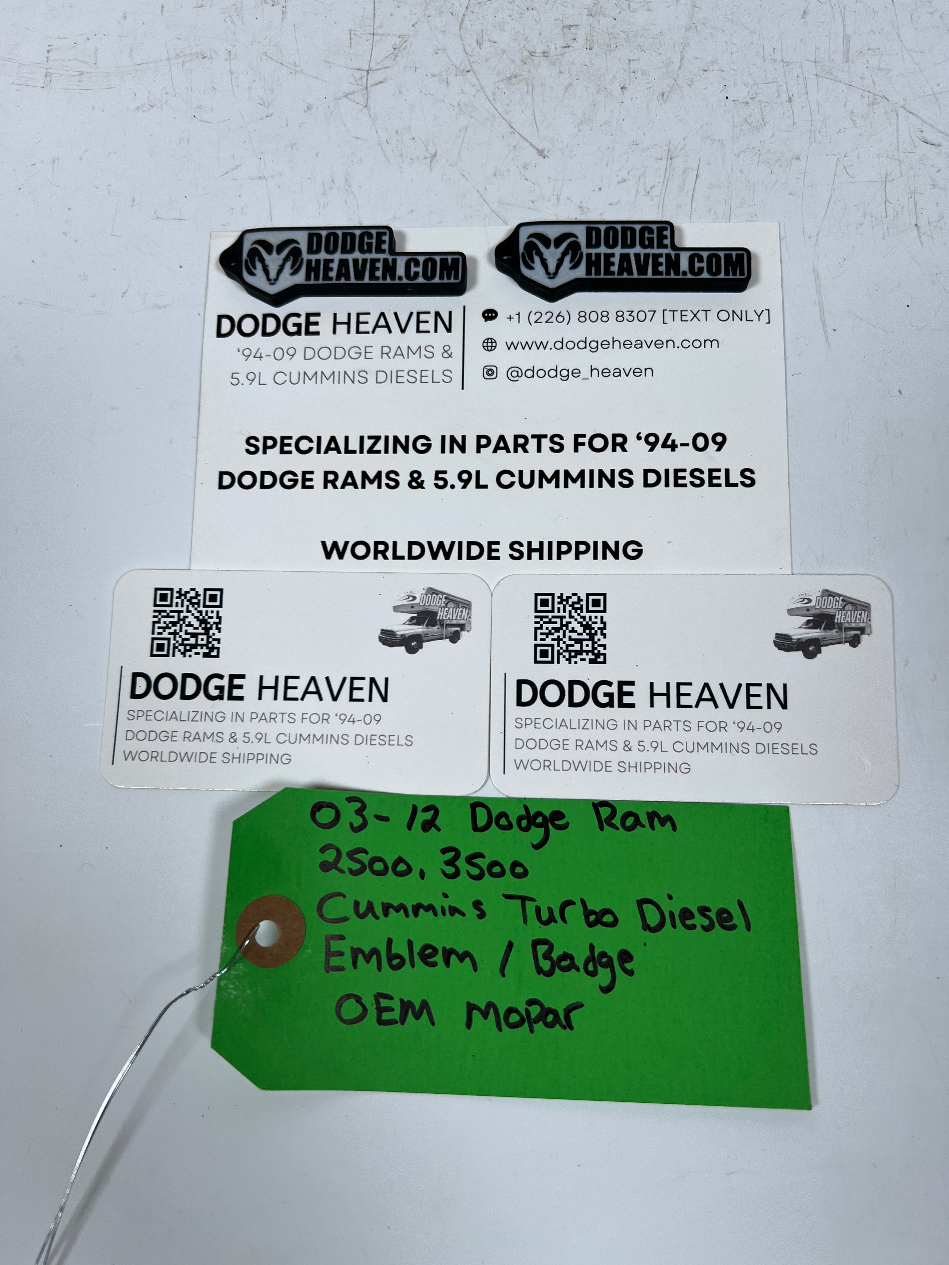 2003-2012 Dodge Ram Cummins Turbo Diesel Emblem / Badge 2500 3500