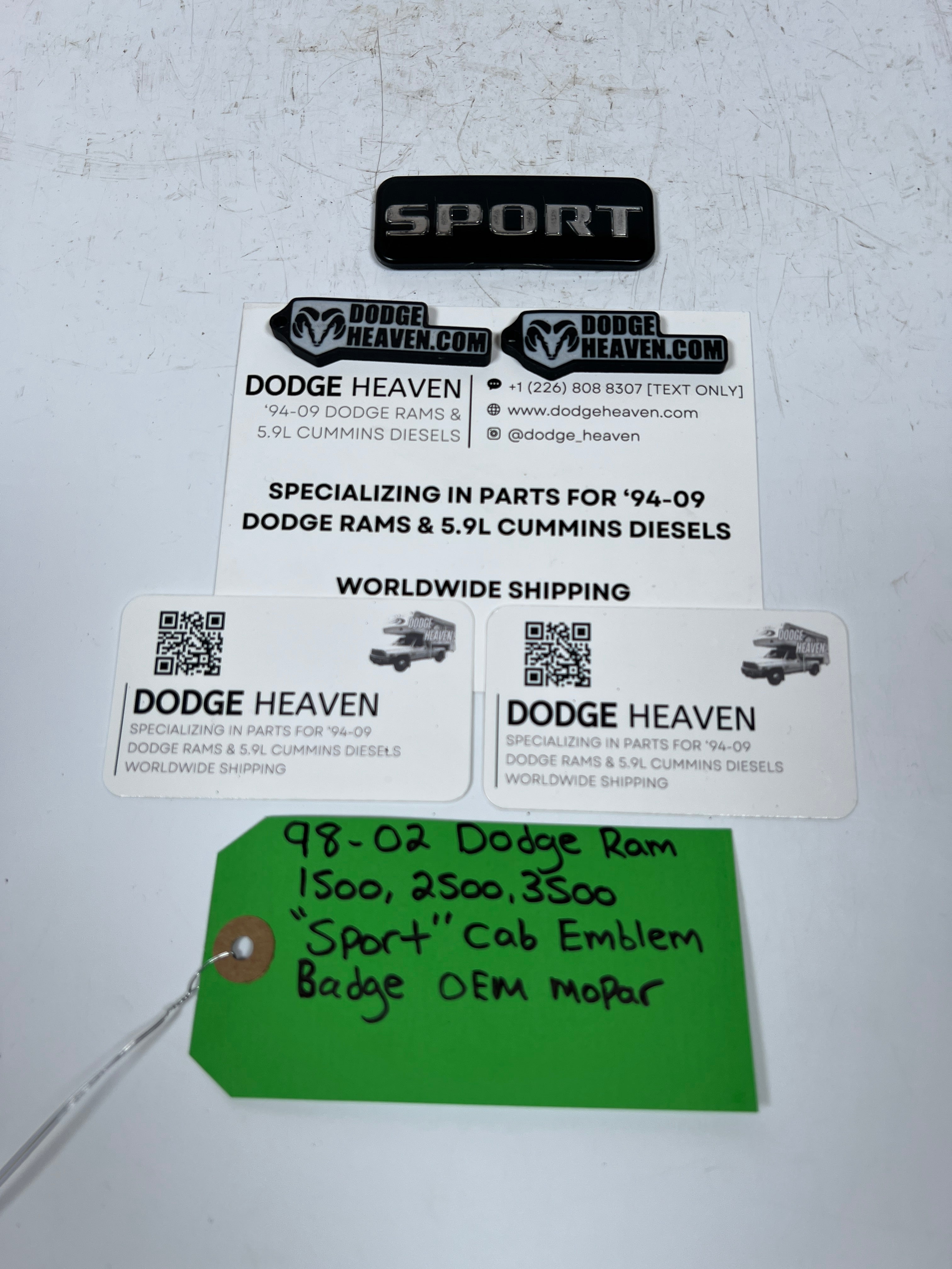 1998-2002 Dodge Ram "Sport" Cab Emblem / Badge 1500-3500