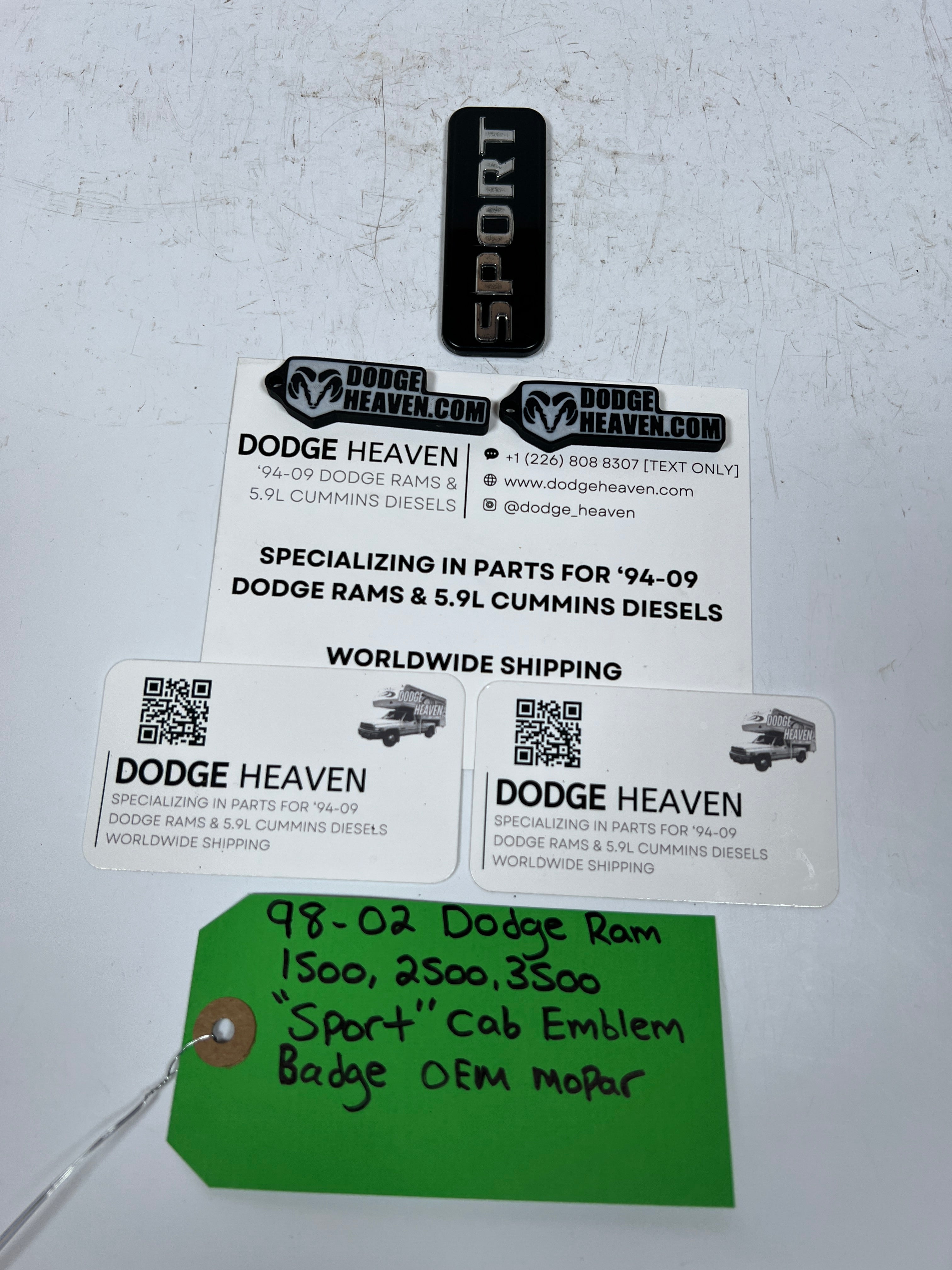 1998-2002 Dodge Ram "Sport" Cab Emblem / Badge 1500-3500