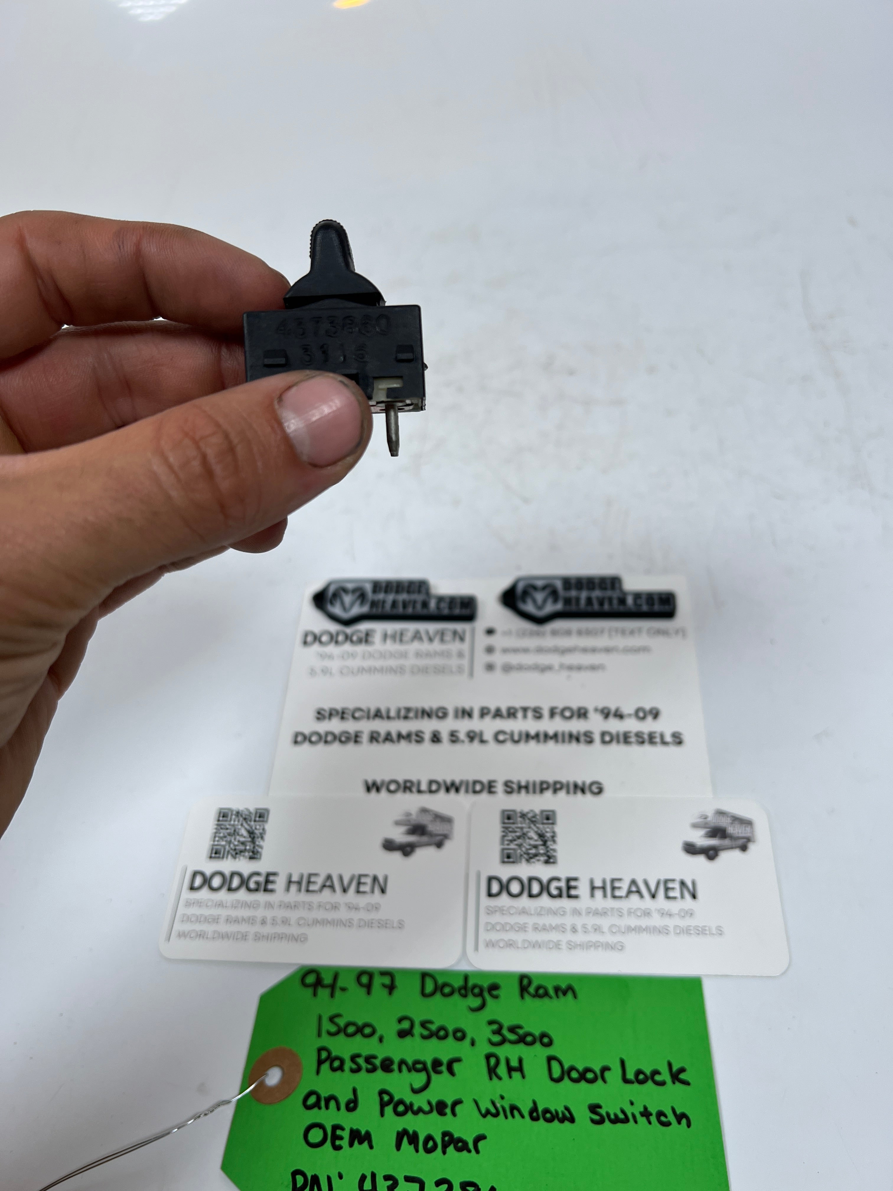 1994-1997 Dodge Ram Passenger RH Door Lock & Window Switch