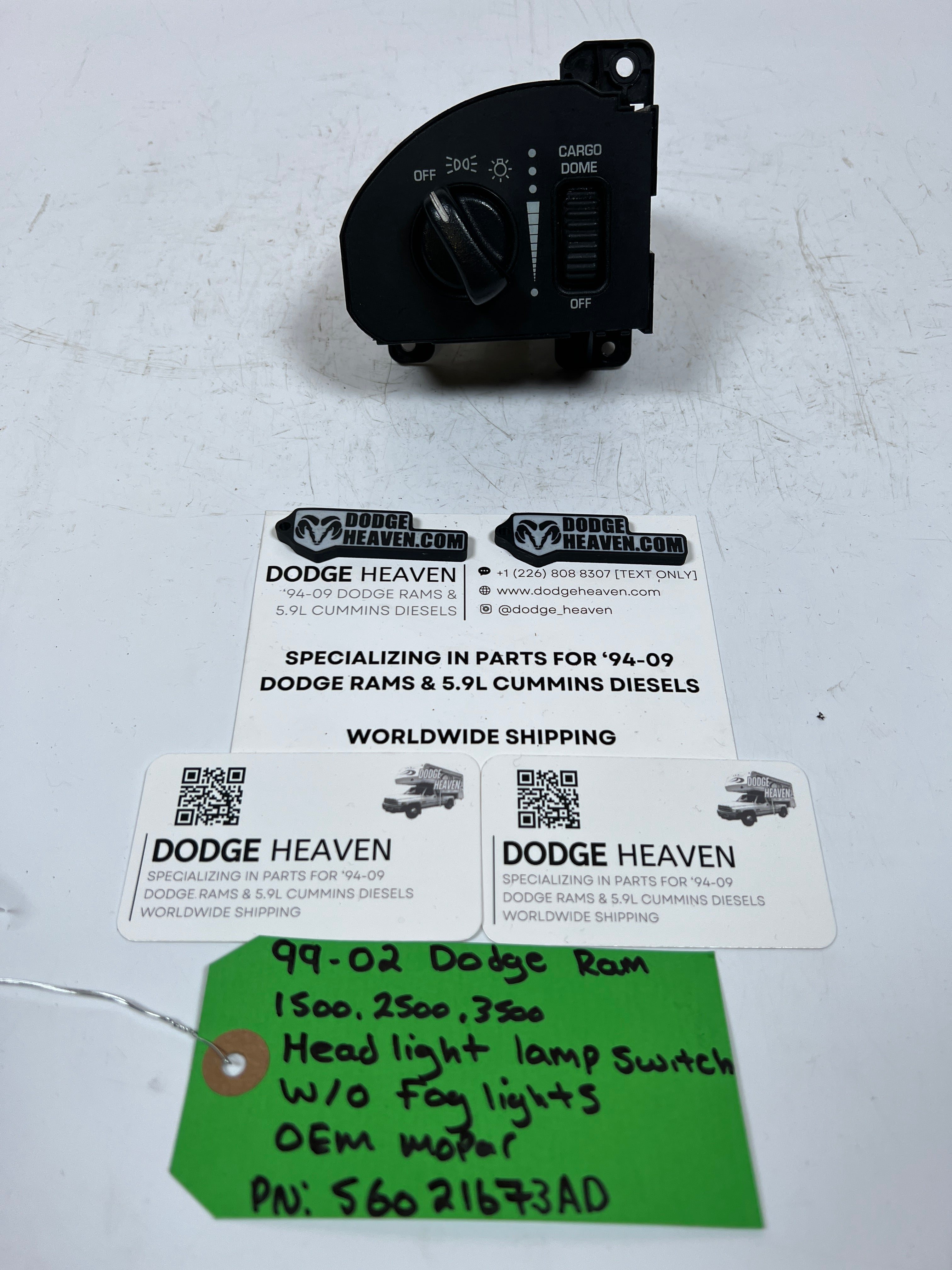 1999-2002 Dodge Ram Headlight Cargo Dome Light Switch