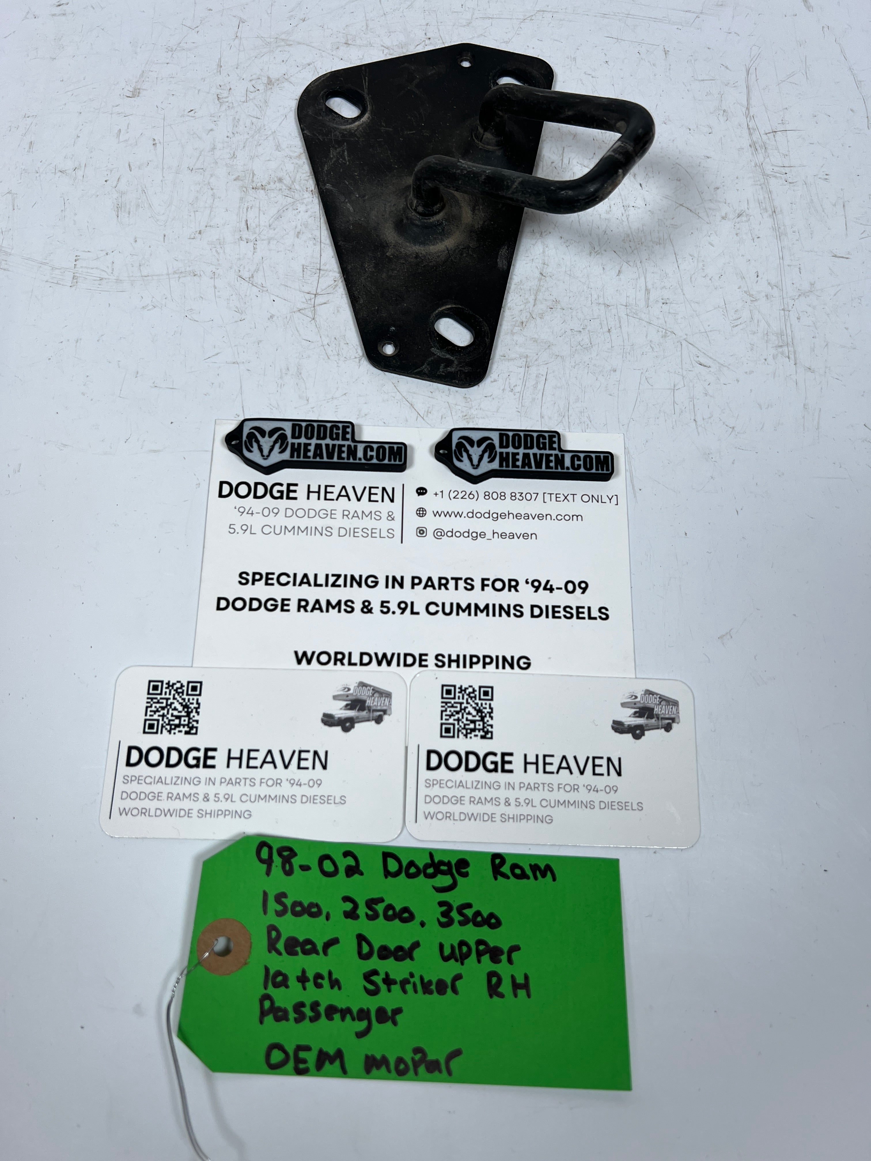 1998-2002 Dodge Ram Extended Cab Rear Door Upper Striker Latch Passenger RH