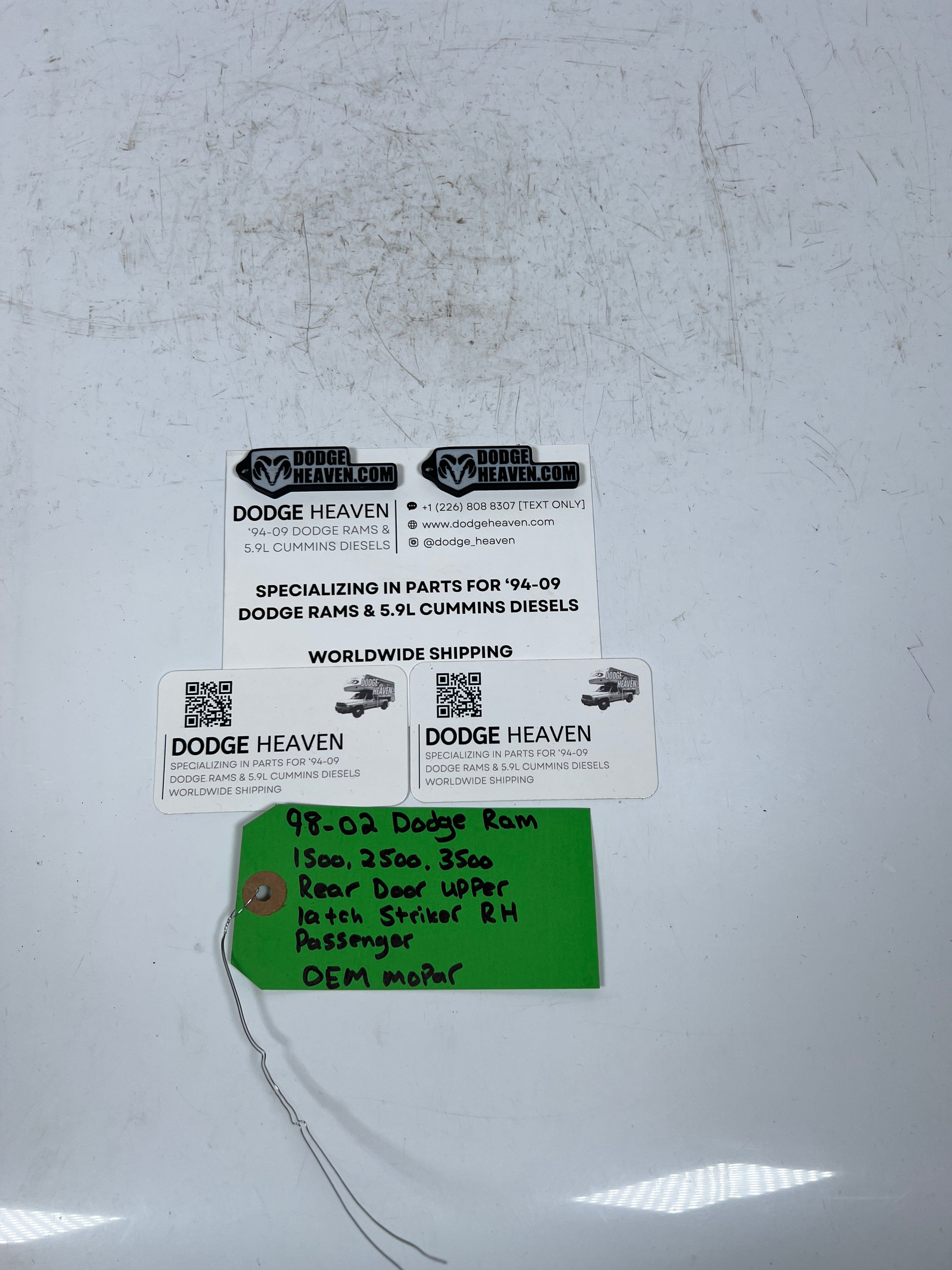 1998-2002 Dodge Ram Extended Cab Rear Door Upper Striker Latch Passenger RH