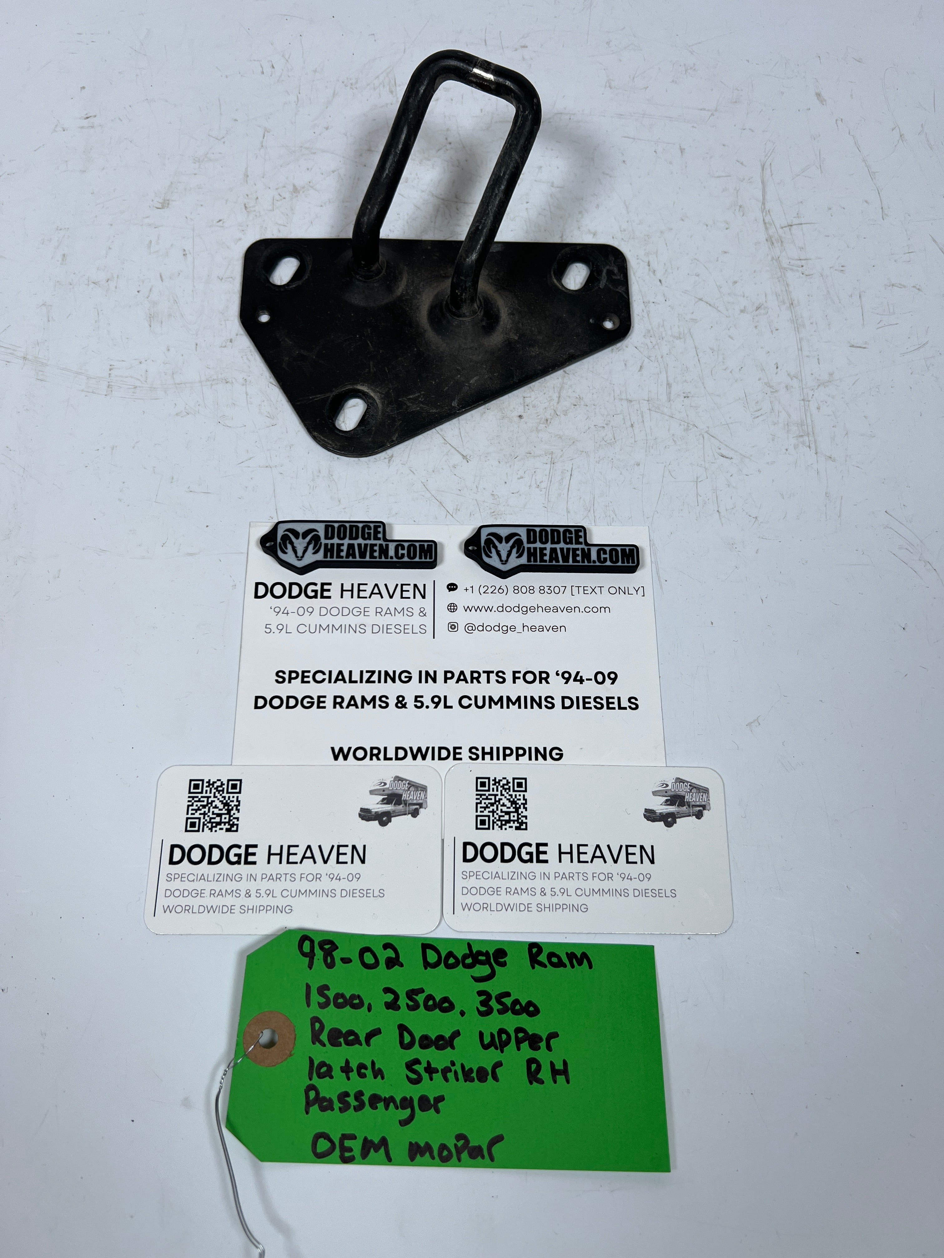 1998-2002 Dodge Ram Extended Cab Rear Door Upper Striker Latch Passenger RH