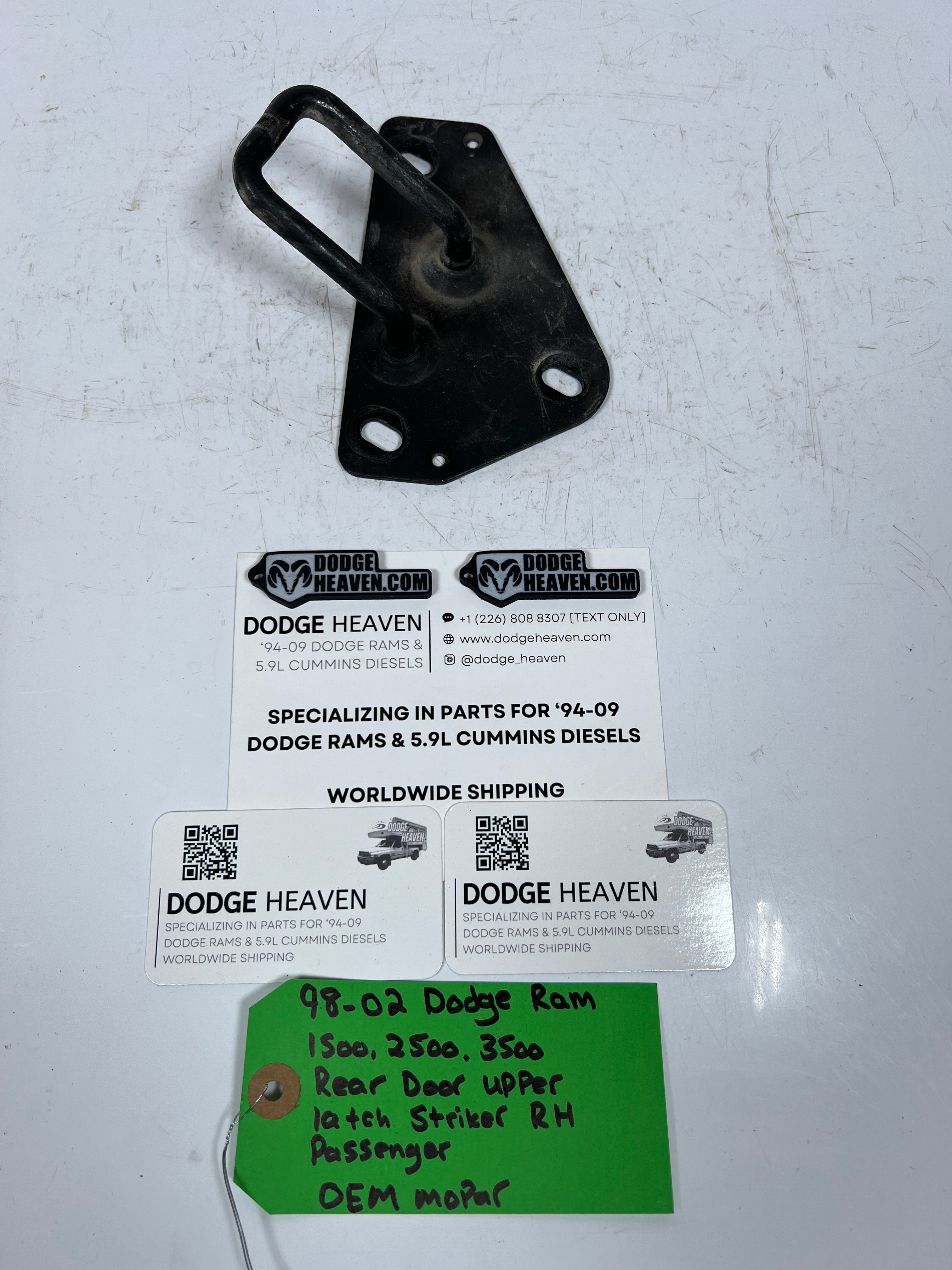1998-2002 Dodge Ram Extended Cab Rear Door Upper Striker Latch Passenger RH