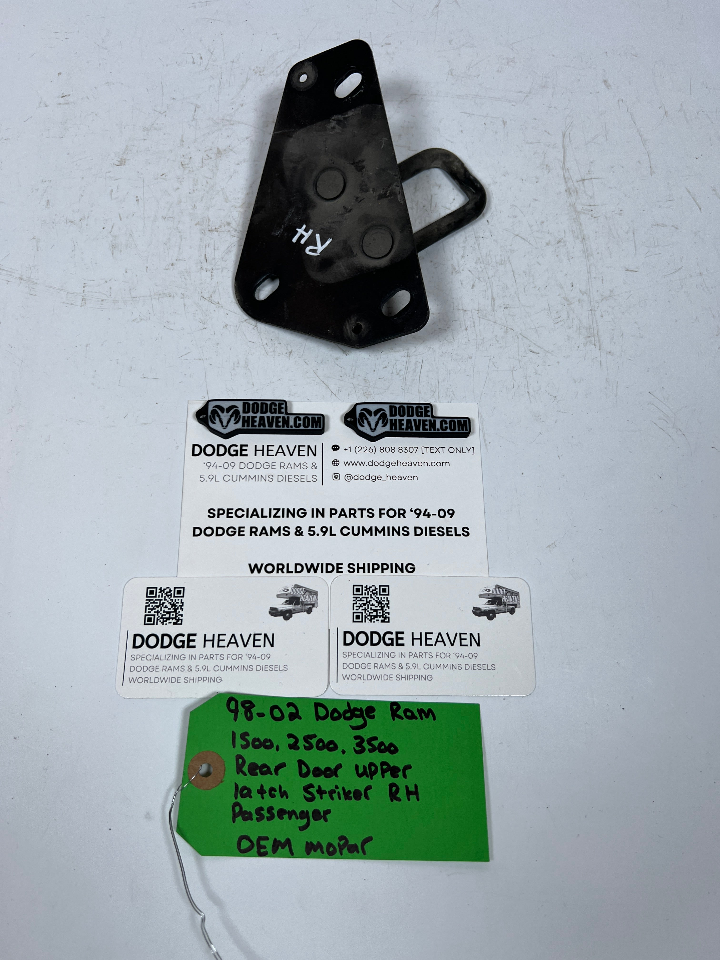 1998-2002 Dodge Ram Extended Cab Rear Door Upper Striker Latch Passenger RH