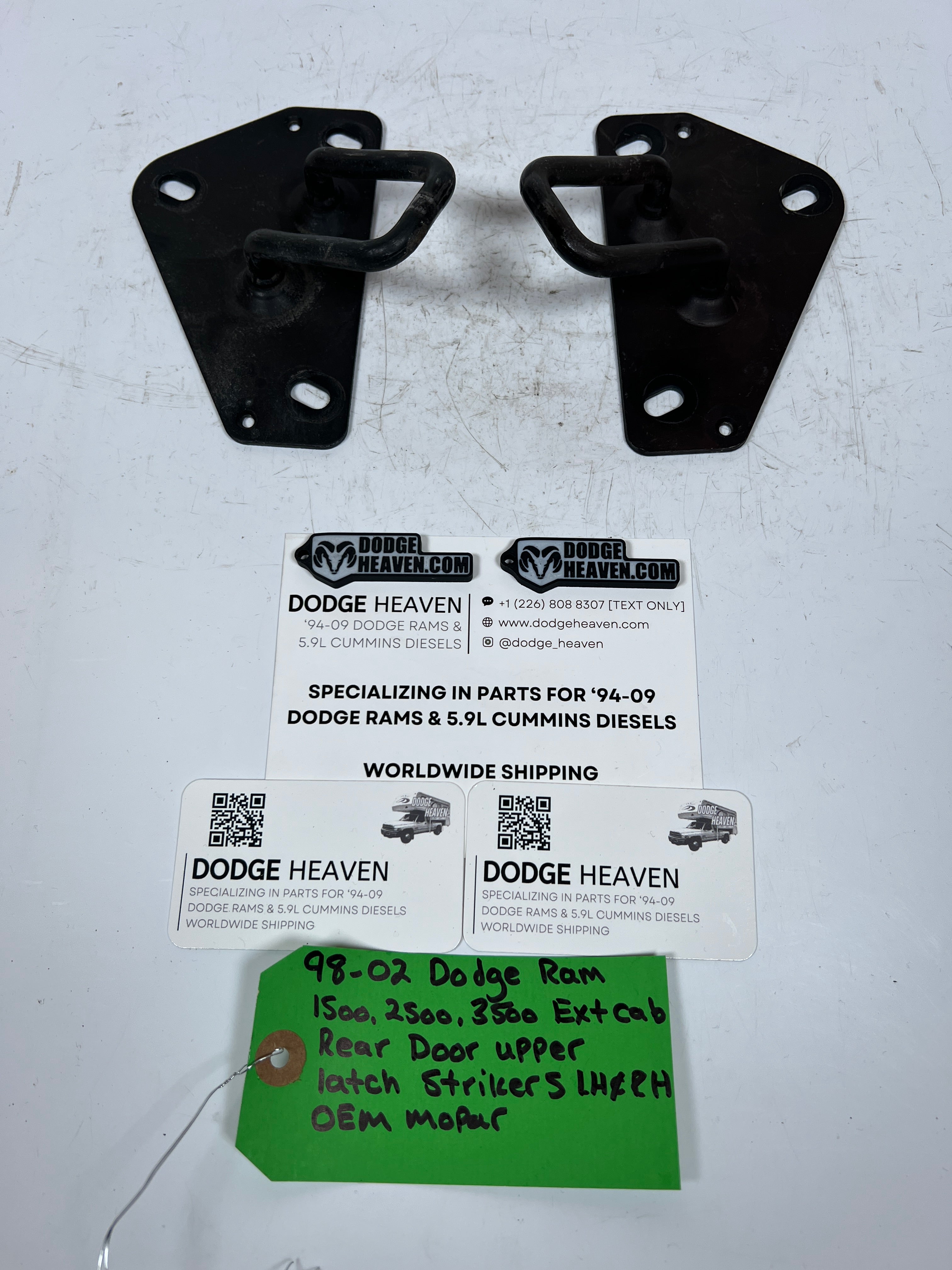 1998-2002 Dodge Ram Extended Cab Rear Door Upper Striker Latch LH & RH Pair