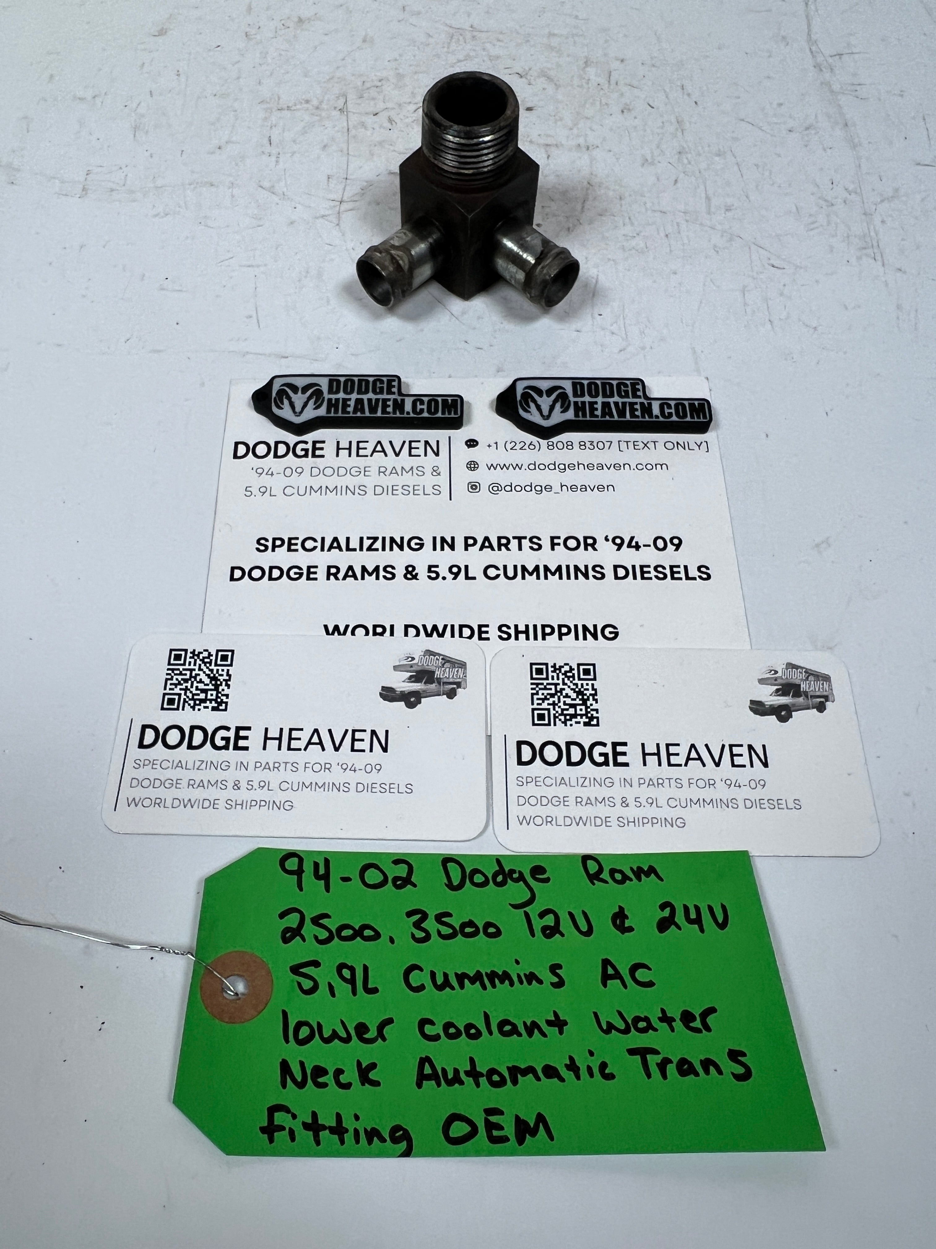 1994-2002 Dodge Ram 5.9L Cummins AC A/C Bracket Coolant Line Fitting Auto