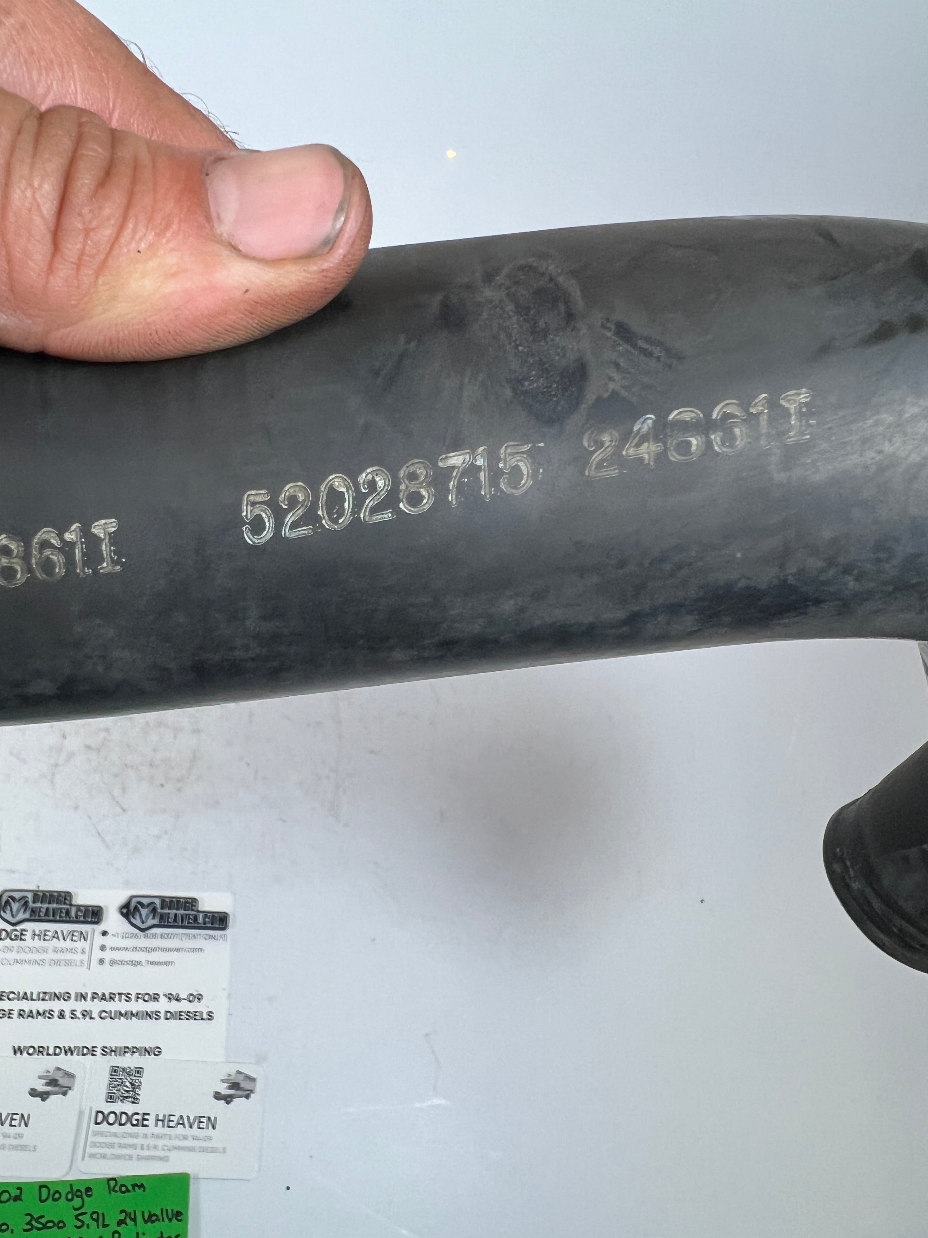 1998-2002 Dodge Ram 2500 3500 5.9L Cummins Upper Radiator Coolant Hose