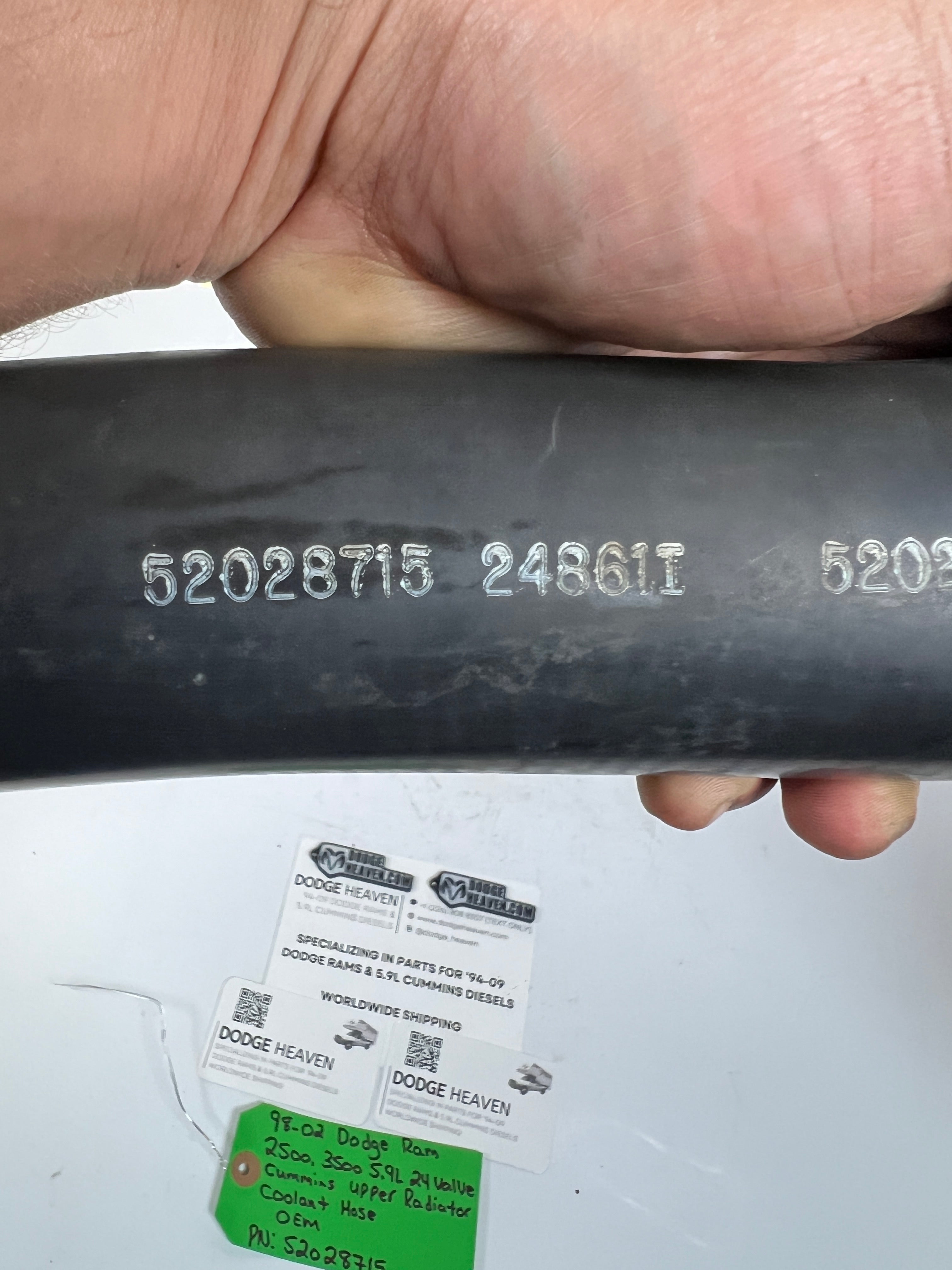 1998-2002 Dodge Ram 2500 3500 5.9L Cummins Upper Radiator Coolant Hose