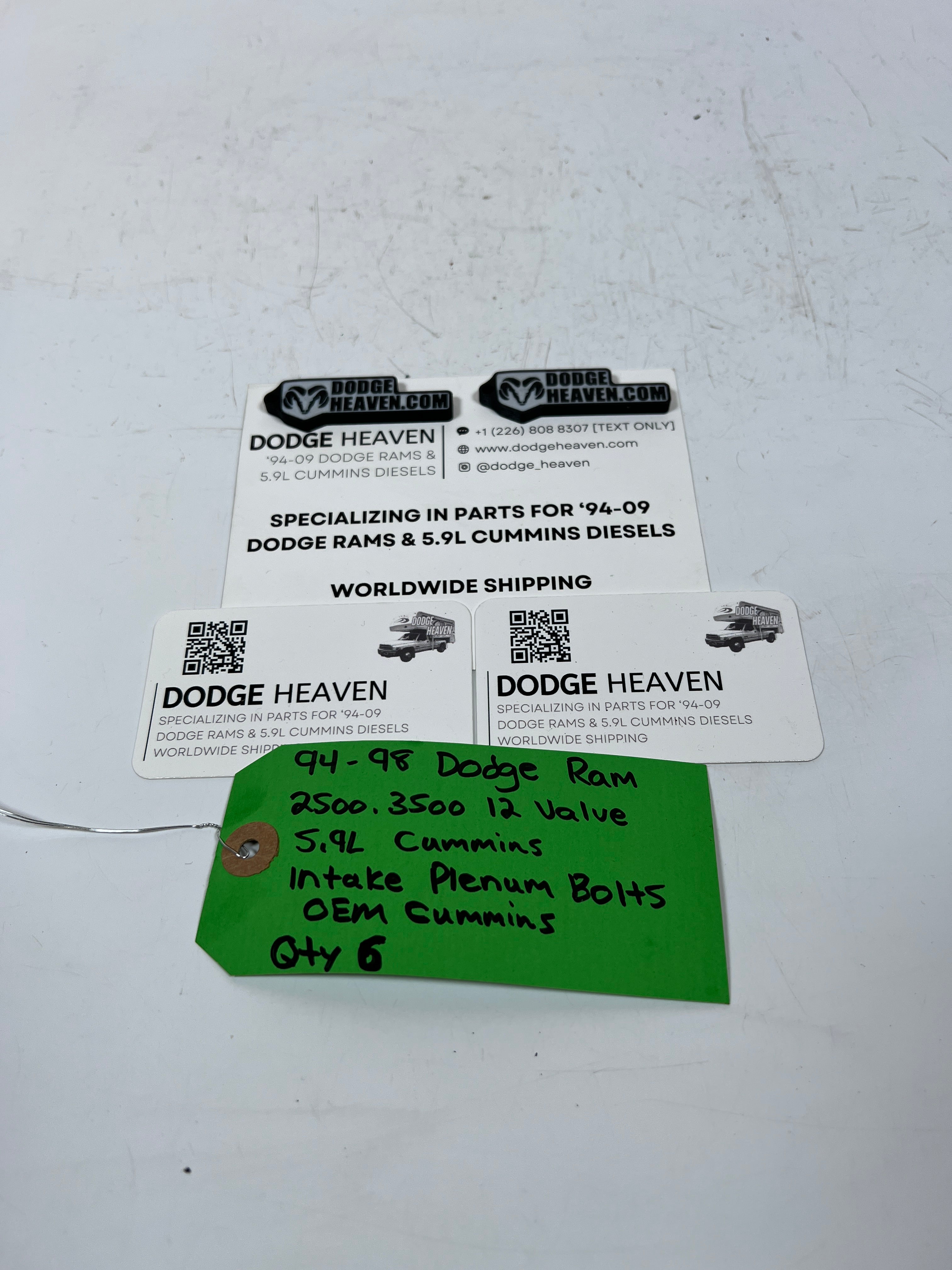1994-1998 Dodge Ram 12 Valve 5.9L Cummins Intake Plenum Bolts QTY 6