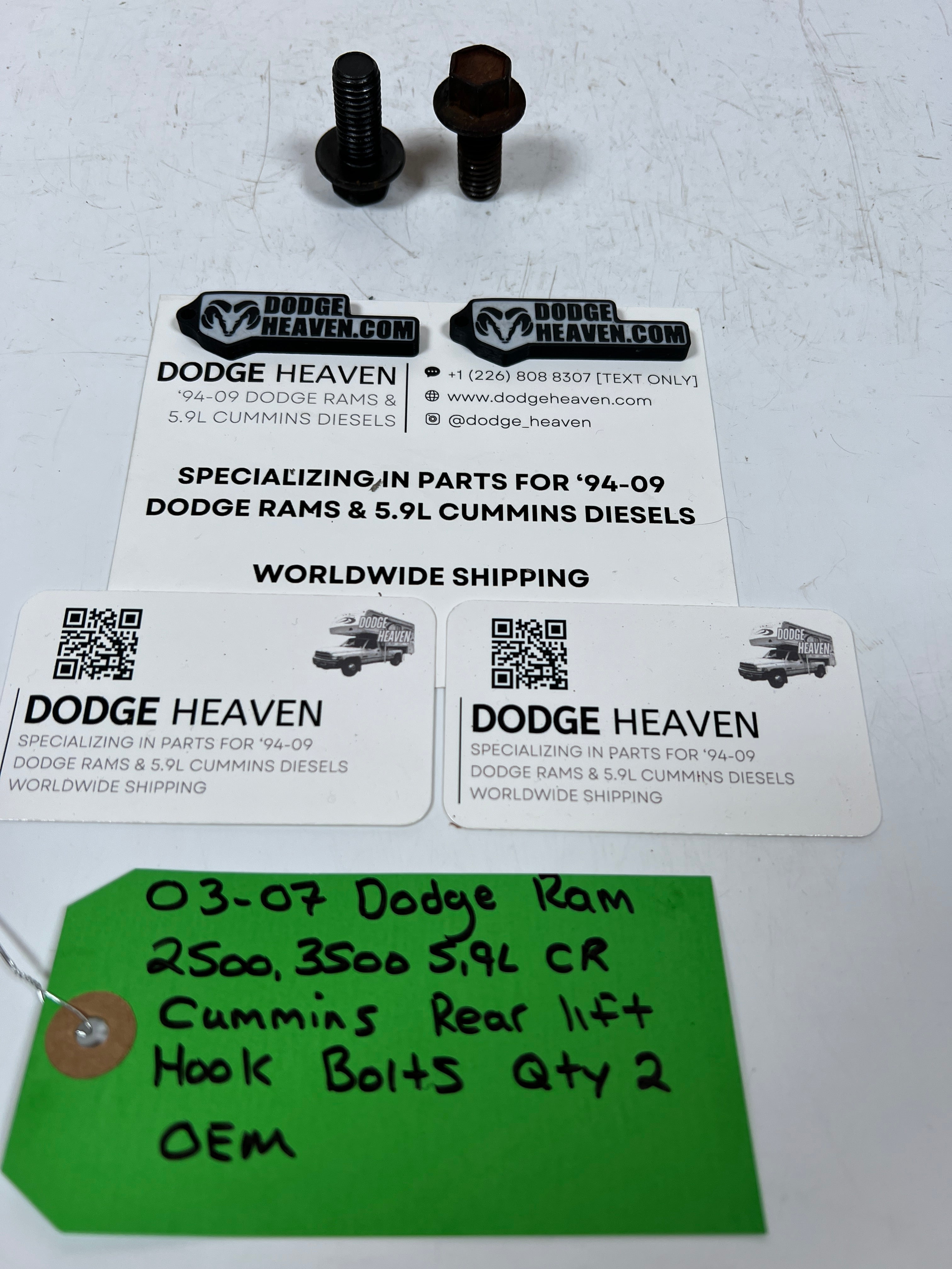 2003-2007 Dodge Ram 5.9L CR Cummins Rear Lift Hook Bolts QTY 2