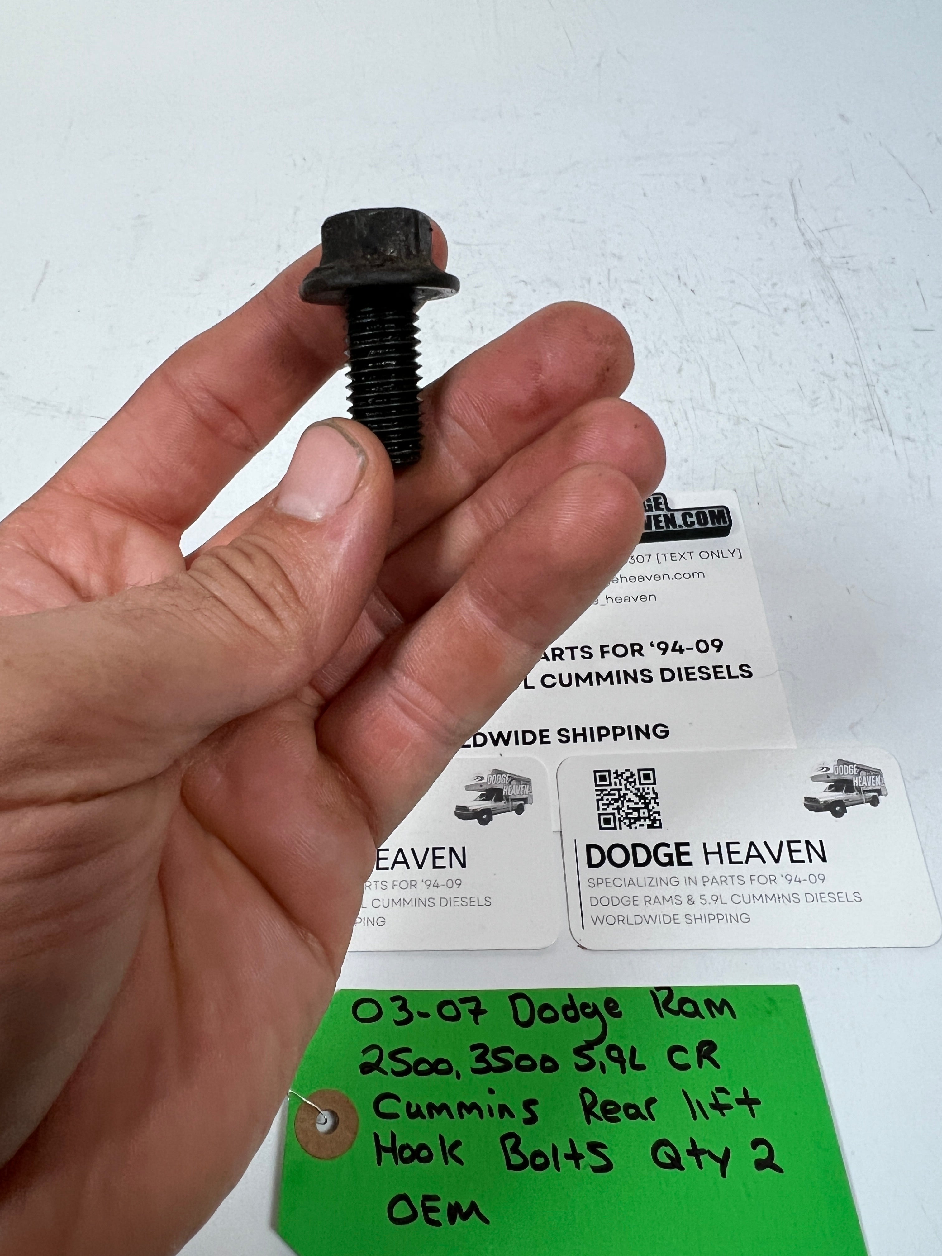 2003-2007 Dodge Ram 5.9L CR Cummins Rear Lift Hook Bolts QTY 2