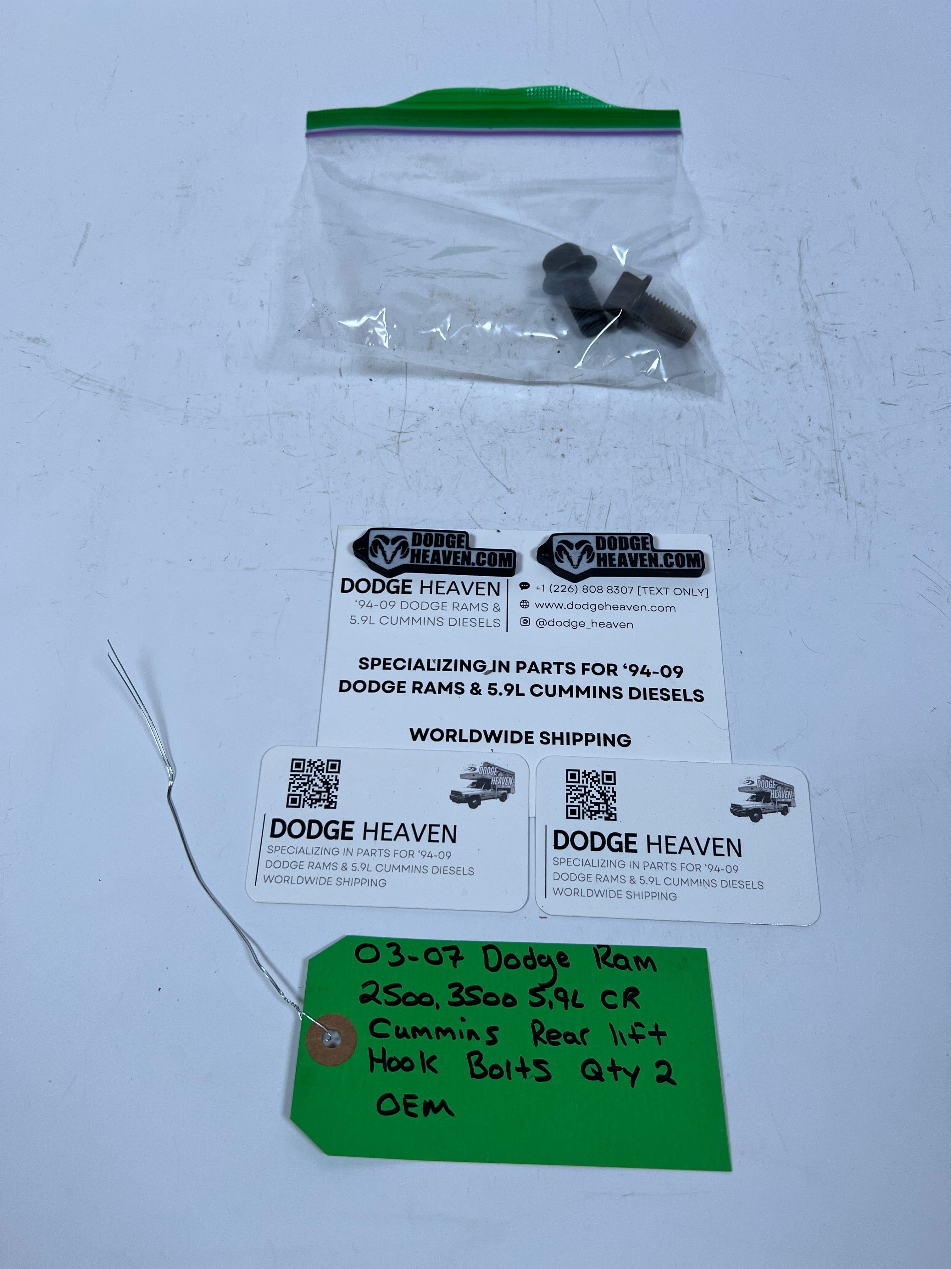 2003-2007 Dodge Ram 5.9L CR Cummins Rear Lift Hook Bolts QTY 2