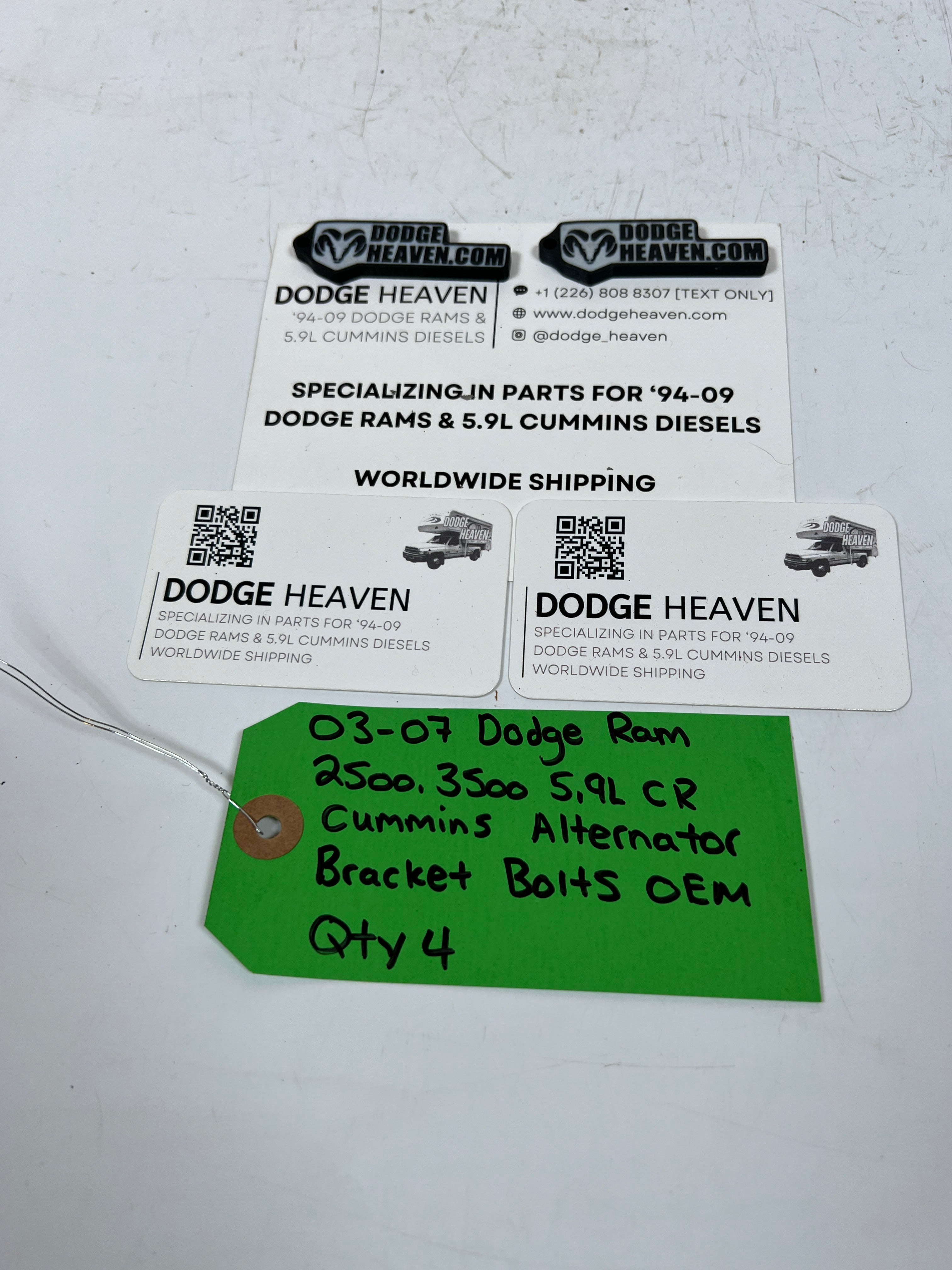 2003-2007 Dodge Ram 2500 3500 5.9l CR Cummins Alternator Bracket Bolts QTY 4