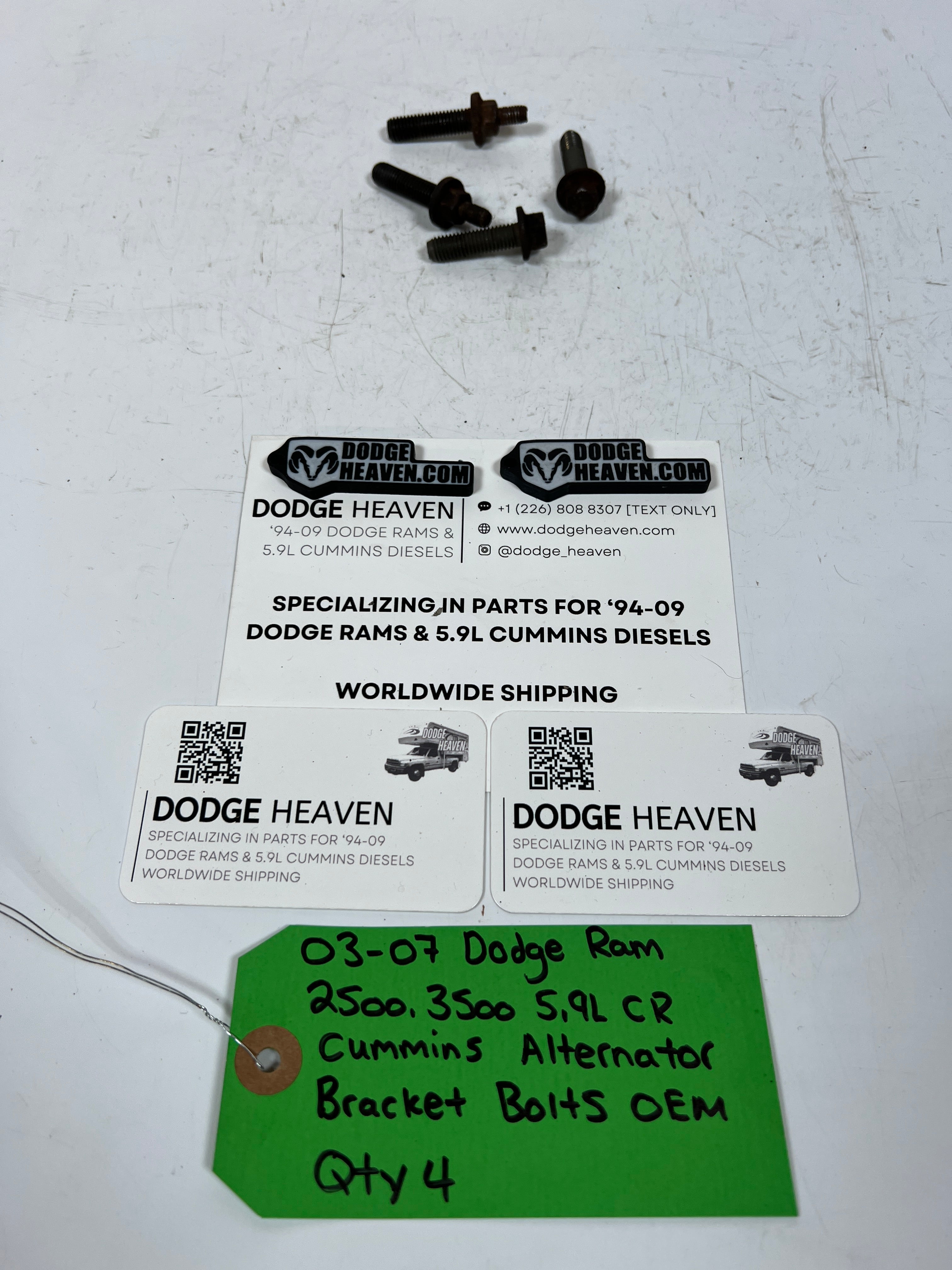 2003-2007 Dodge Ram 2500 3500 5.9l CR Cummins Alternator Bracket Bolts QTY 4