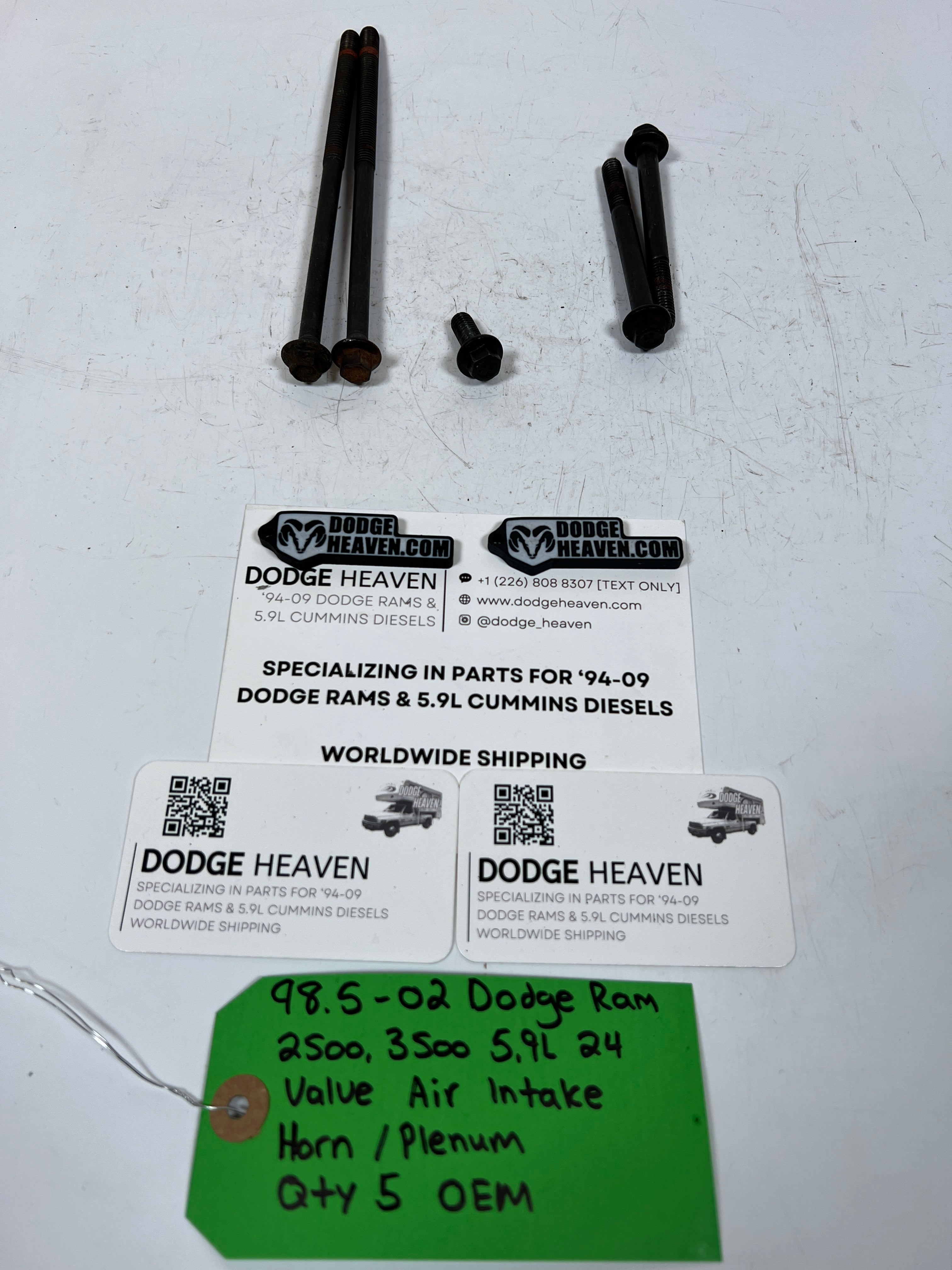 1998.5-2002 Dodge Ram 24 Valve 5.9L Cummins Intake Plenum Bolts QTY 5