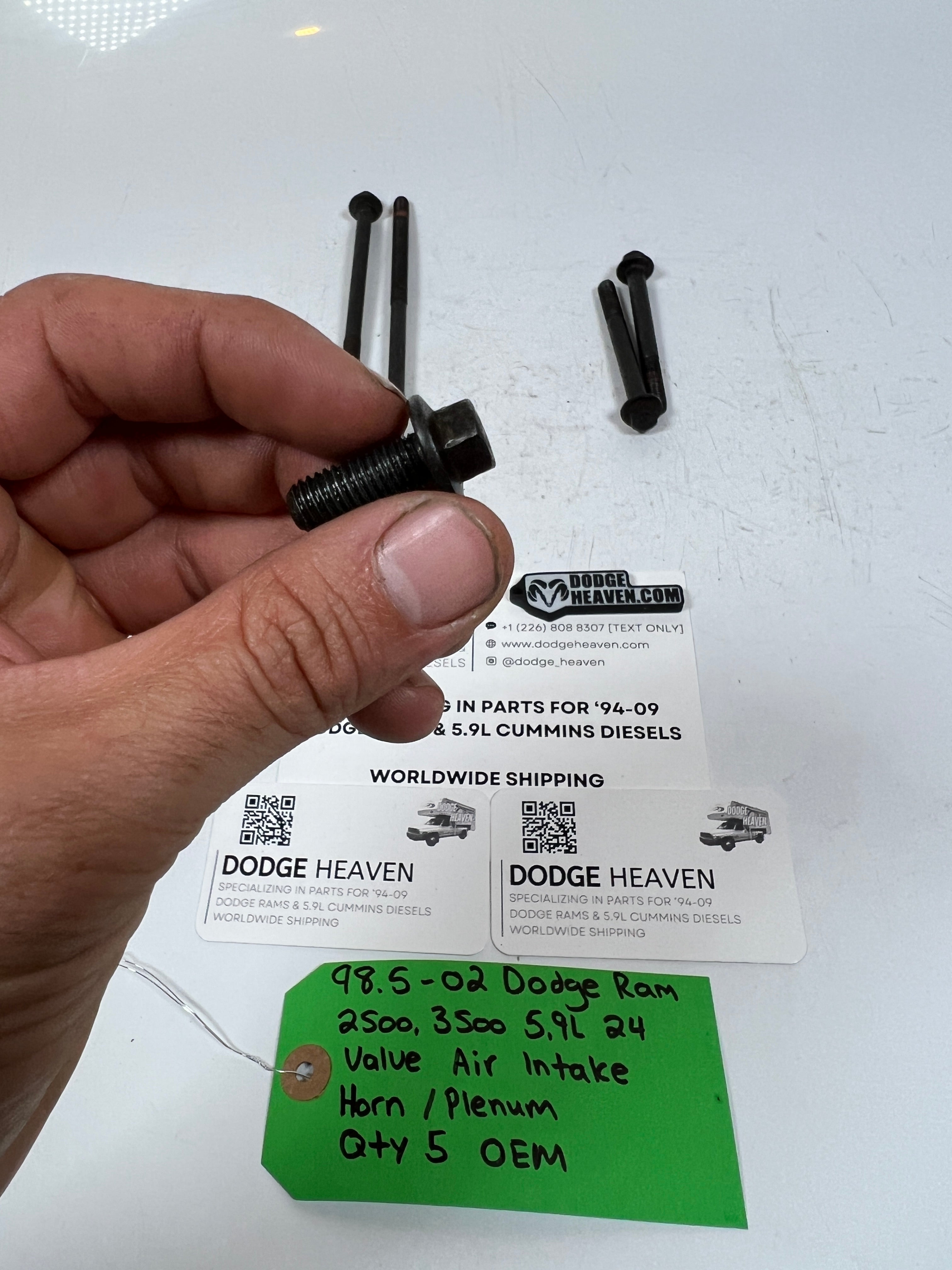 1998.5-2002 Dodge Ram 24 Valve 5.9L Cummins Intake Plenum Bolts QTY 5