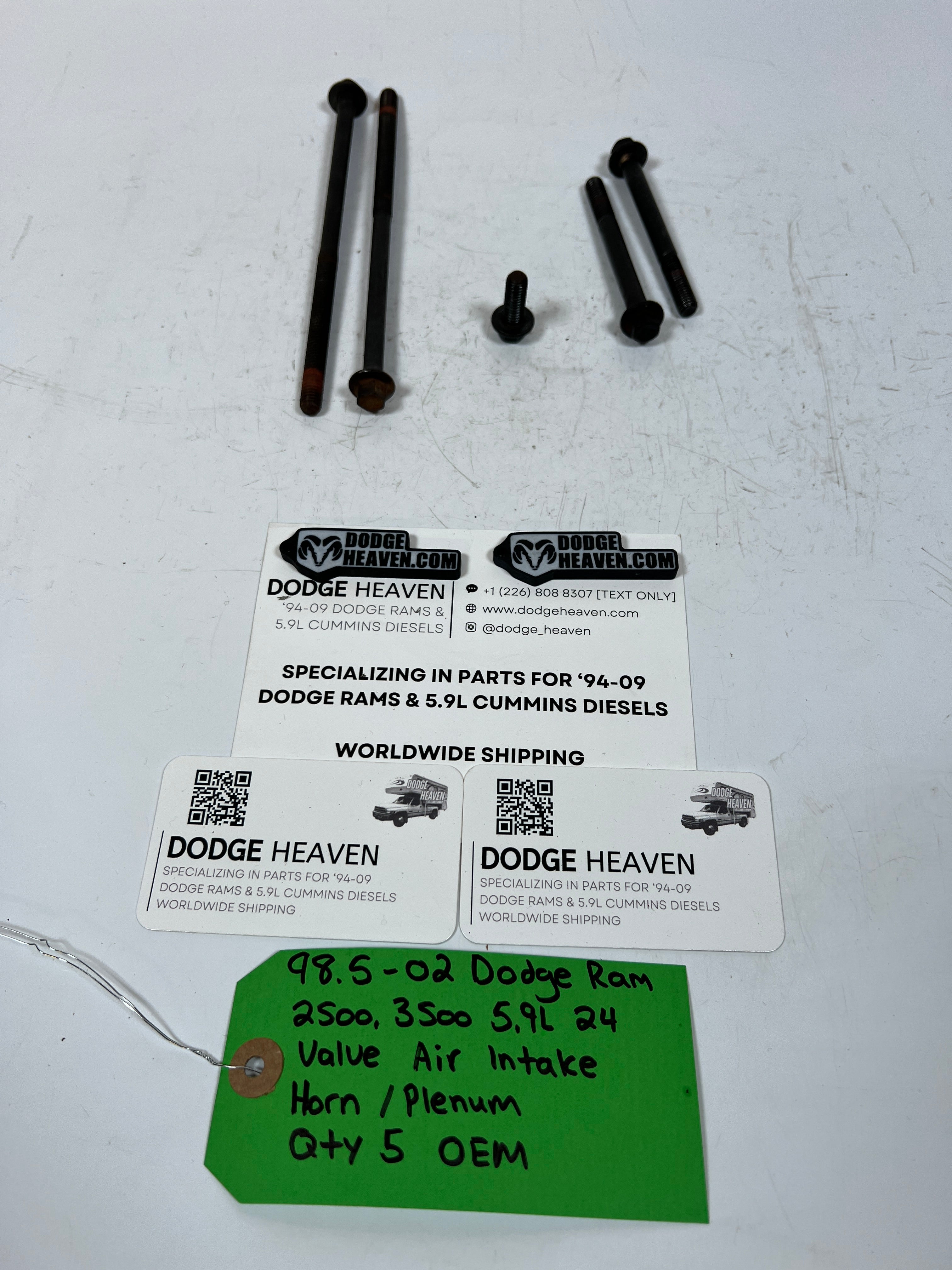 1998.5-2002 Dodge Ram 24 Valve 5.9L Cummins Intake Plenum Bolts QTY 5
