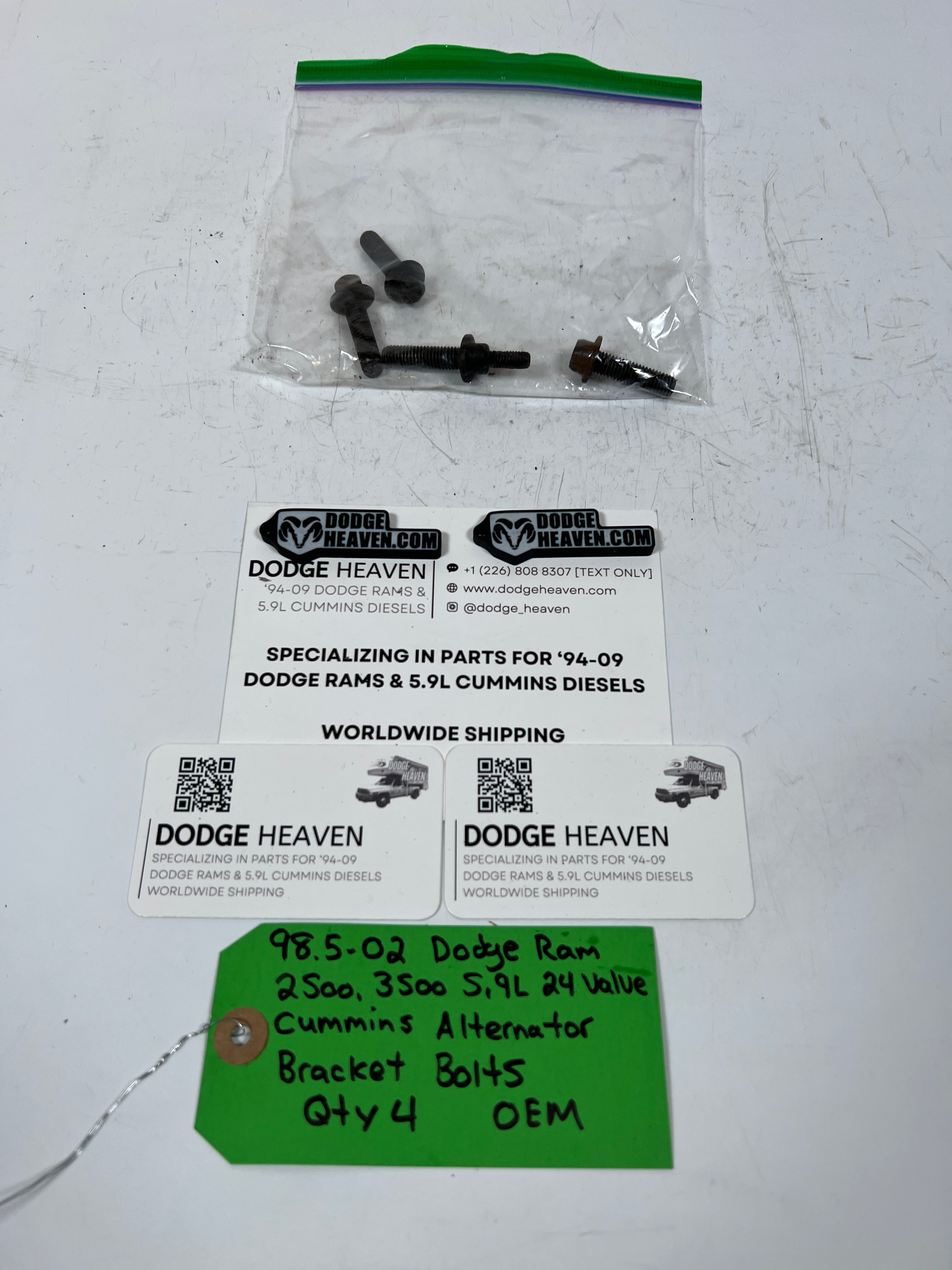 1998.5-2002 Dodge Ram 2500 3500 5.9L Cummins Alternator Bracket Bolts QTY 4