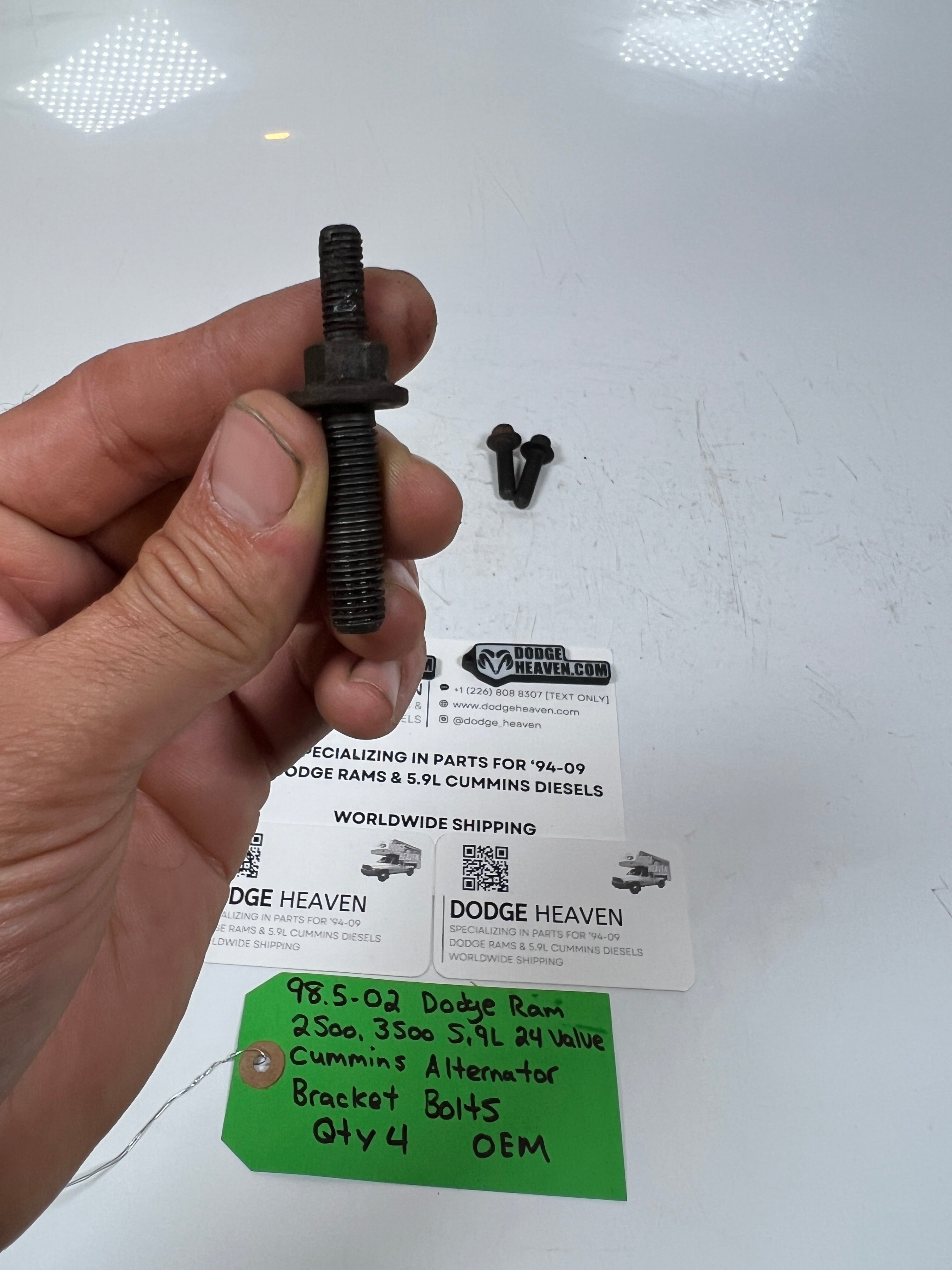 1998.5-2002 Dodge Ram 2500 3500 5.9L Cummins Alternator Bracket Bolts QTY 4