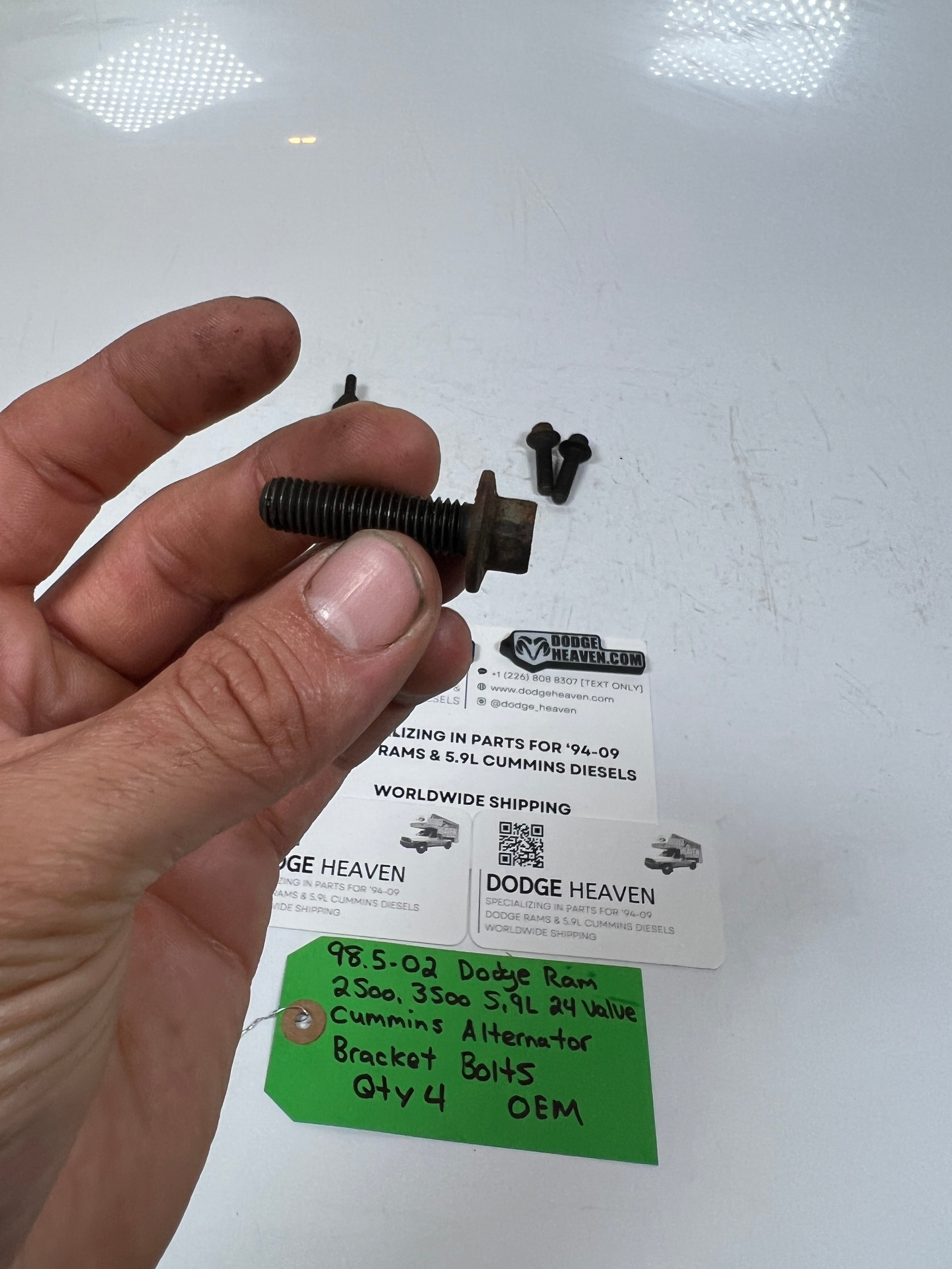 1998.5-2002 Dodge Ram 2500 3500 5.9L Cummins Alternator Bracket Bolts QTY 4