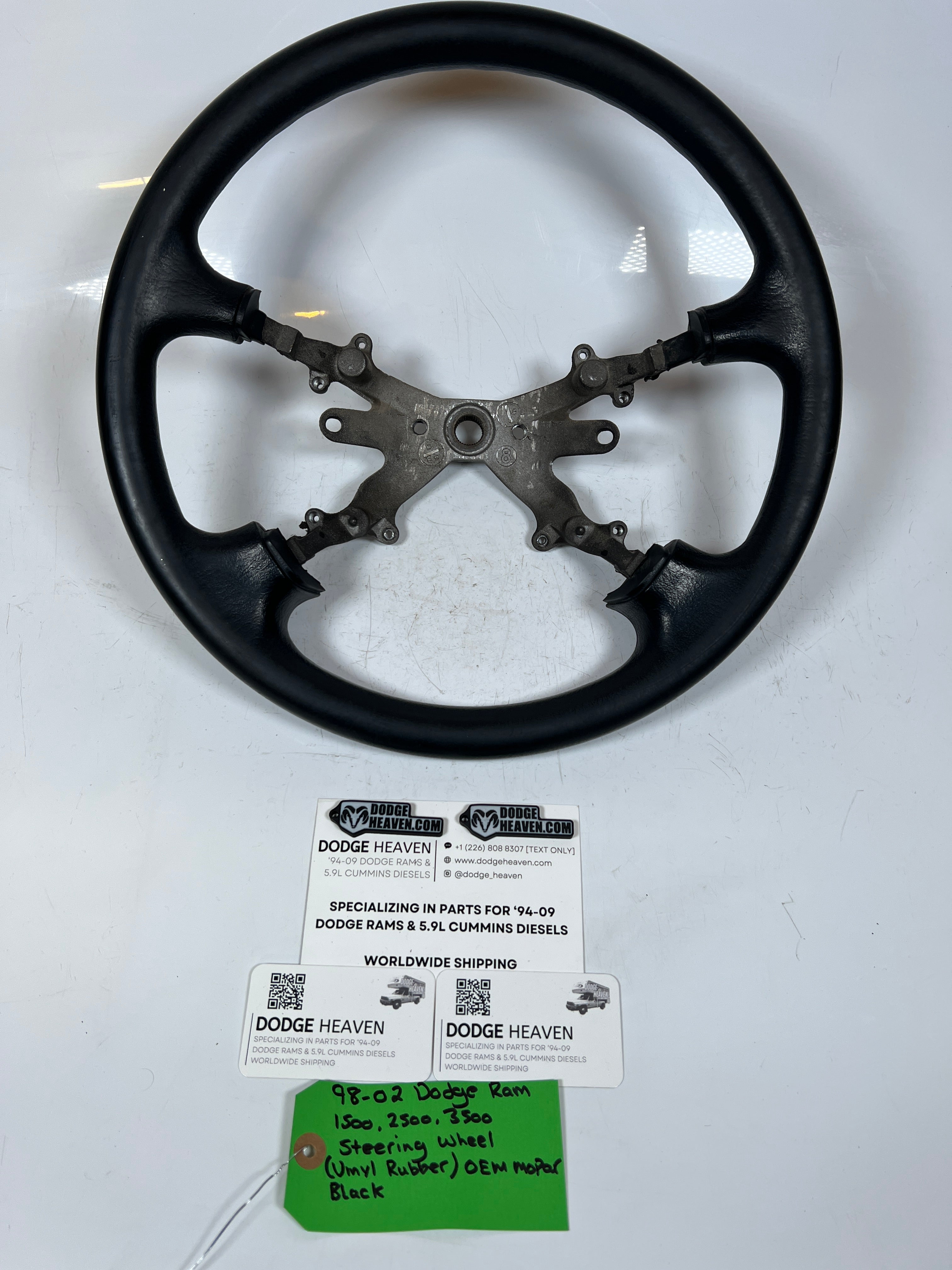 1998-2002 Dodge Ram 1500-3500 Steering Wheel Vinyl Rubber Black