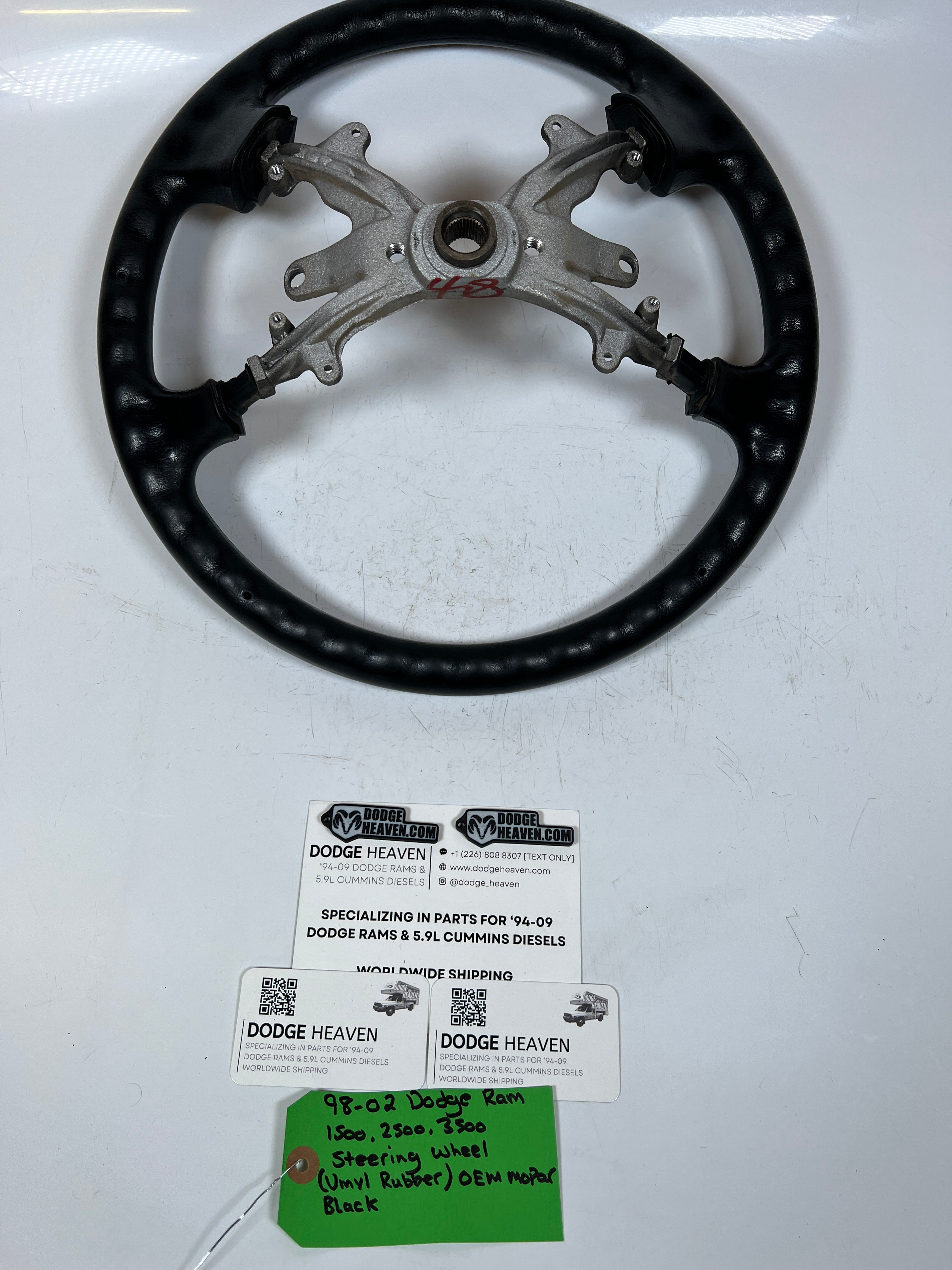 1998-2002 Dodge Ram 1500-3500 Steering Wheel Vinyl Rubber Black
