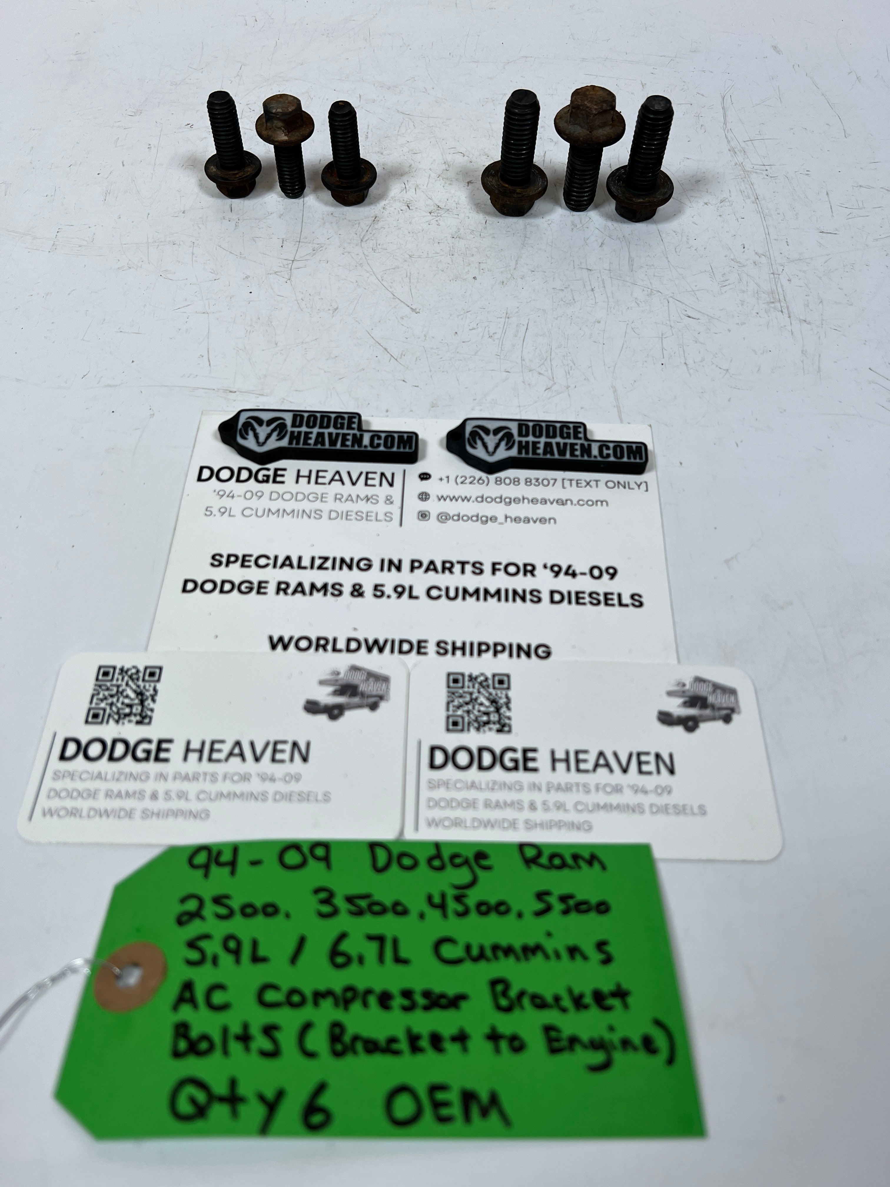1994-2009 Dodge Ram 5.9L 6.7L Cummins A/C Compressor Bracket Bolts QTY 6