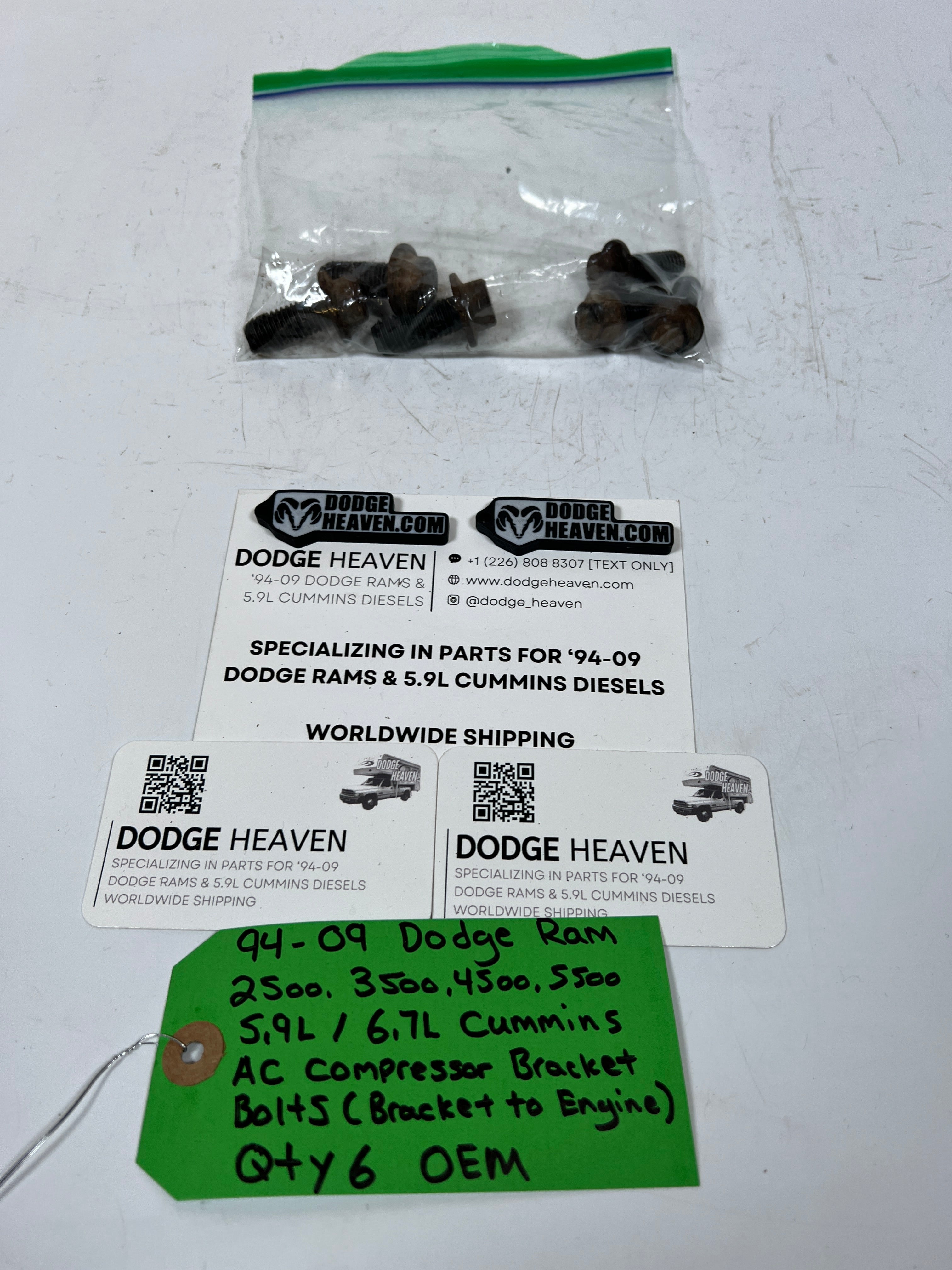1994-2009 Dodge Ram 5.9L 6.7L Cummins A/C Compressor Bracket Bolts QTY 6