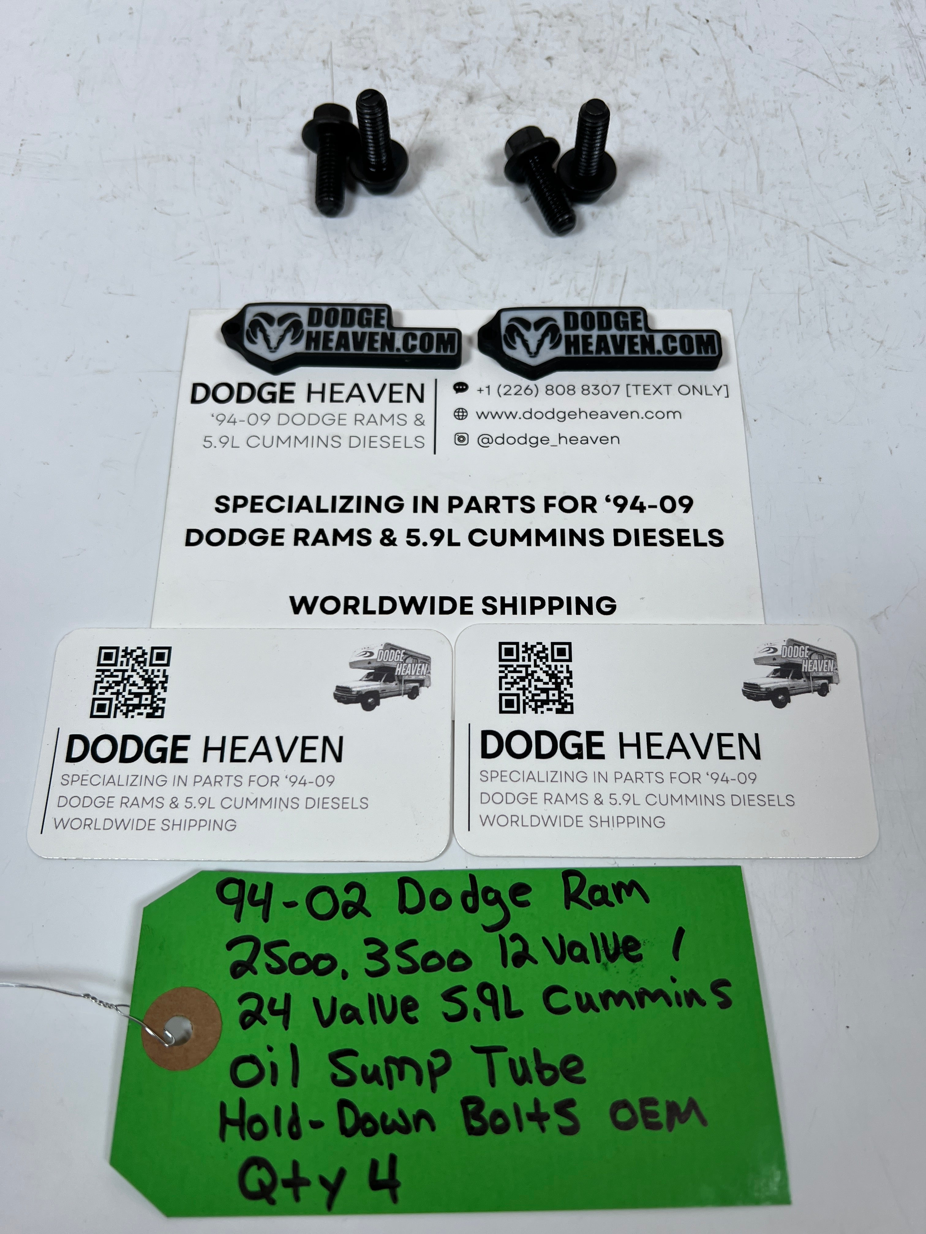 1994-2002 Dodge Ram 12V 24V 5.9L Cummins Oil Sump Tube Hold Down Bolts QTY 4