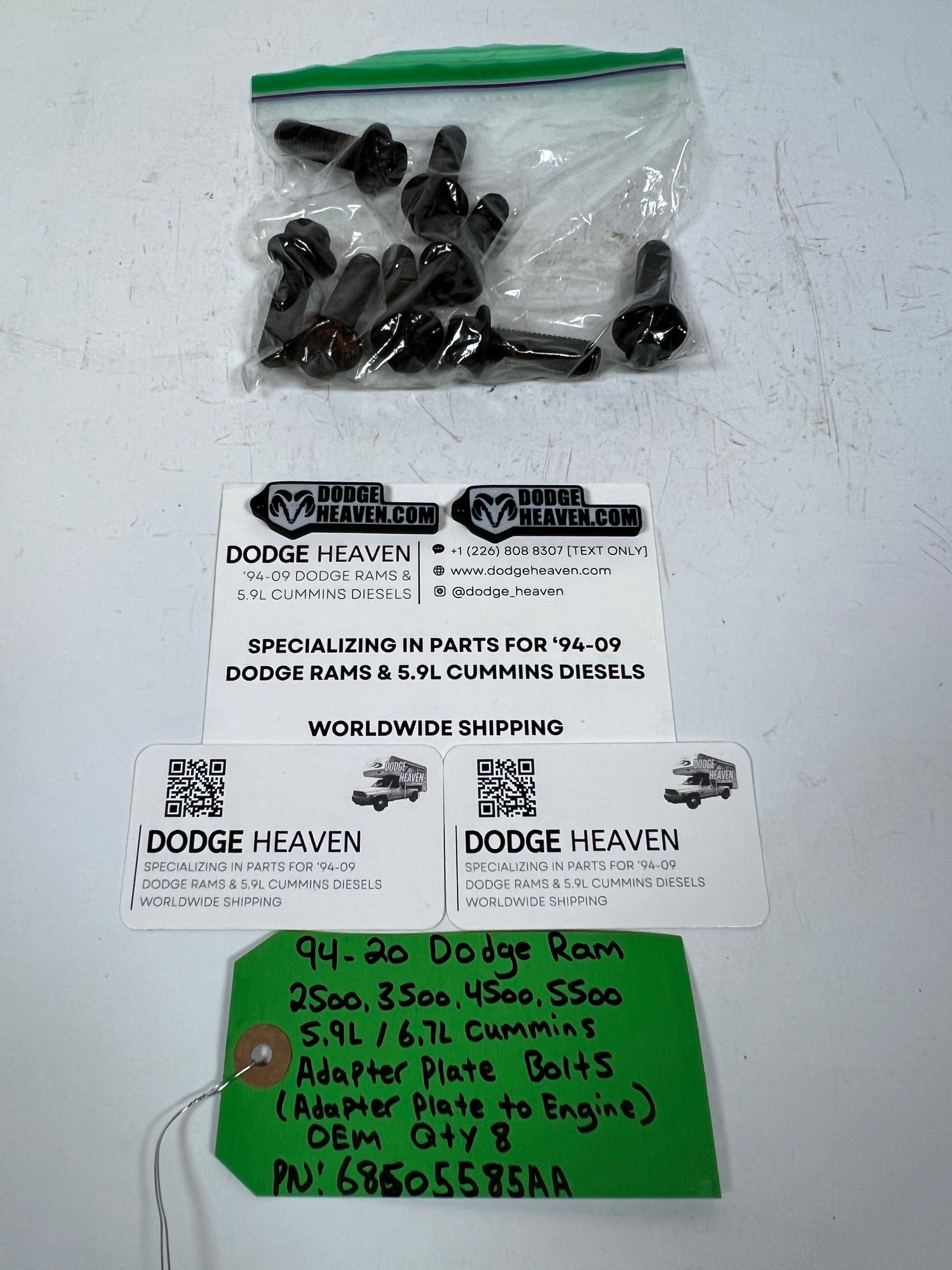 1994-2020 Dodge Ram 5.9L 6.7L Cummins Adapter Plate to Engine Bolts QTY 8