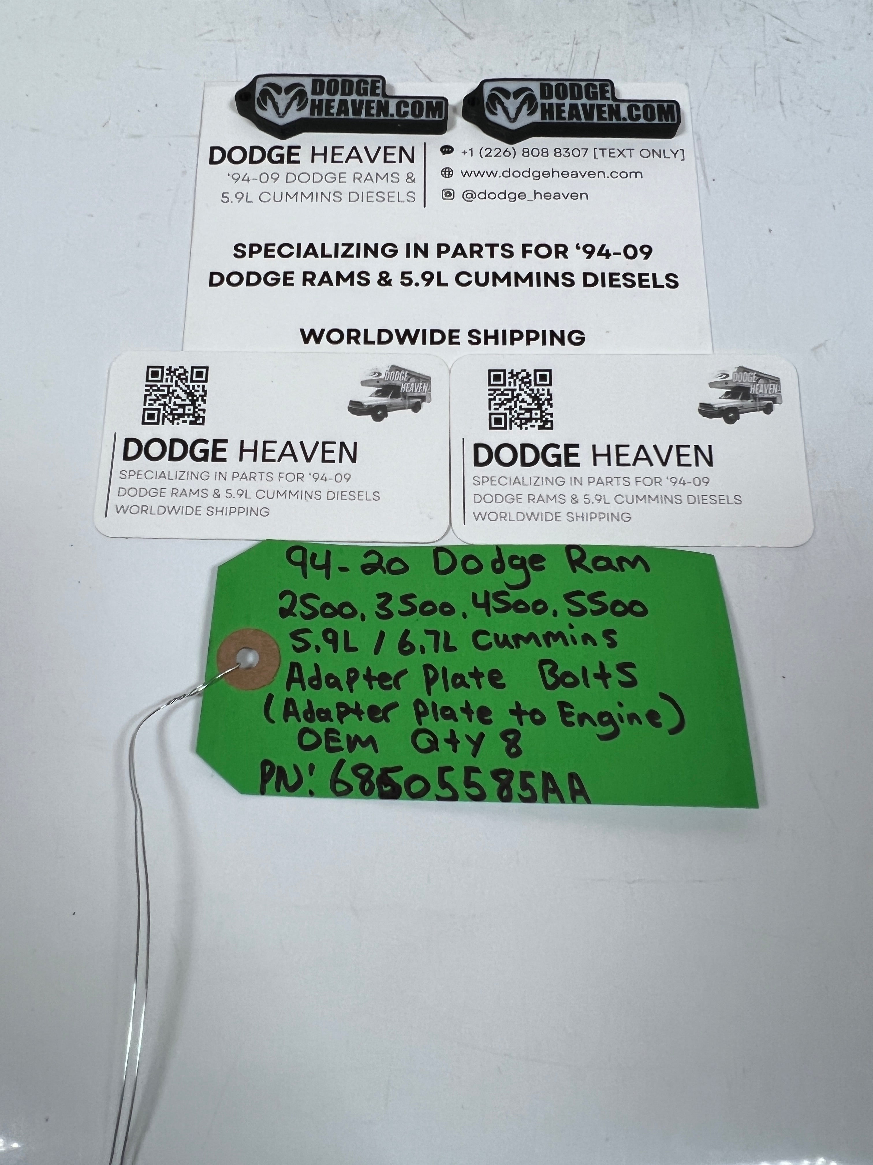 1994-2020 Dodge Ram 5.9L 6.7L Cummins Adapter Plate to Engine Bolts QTY 8