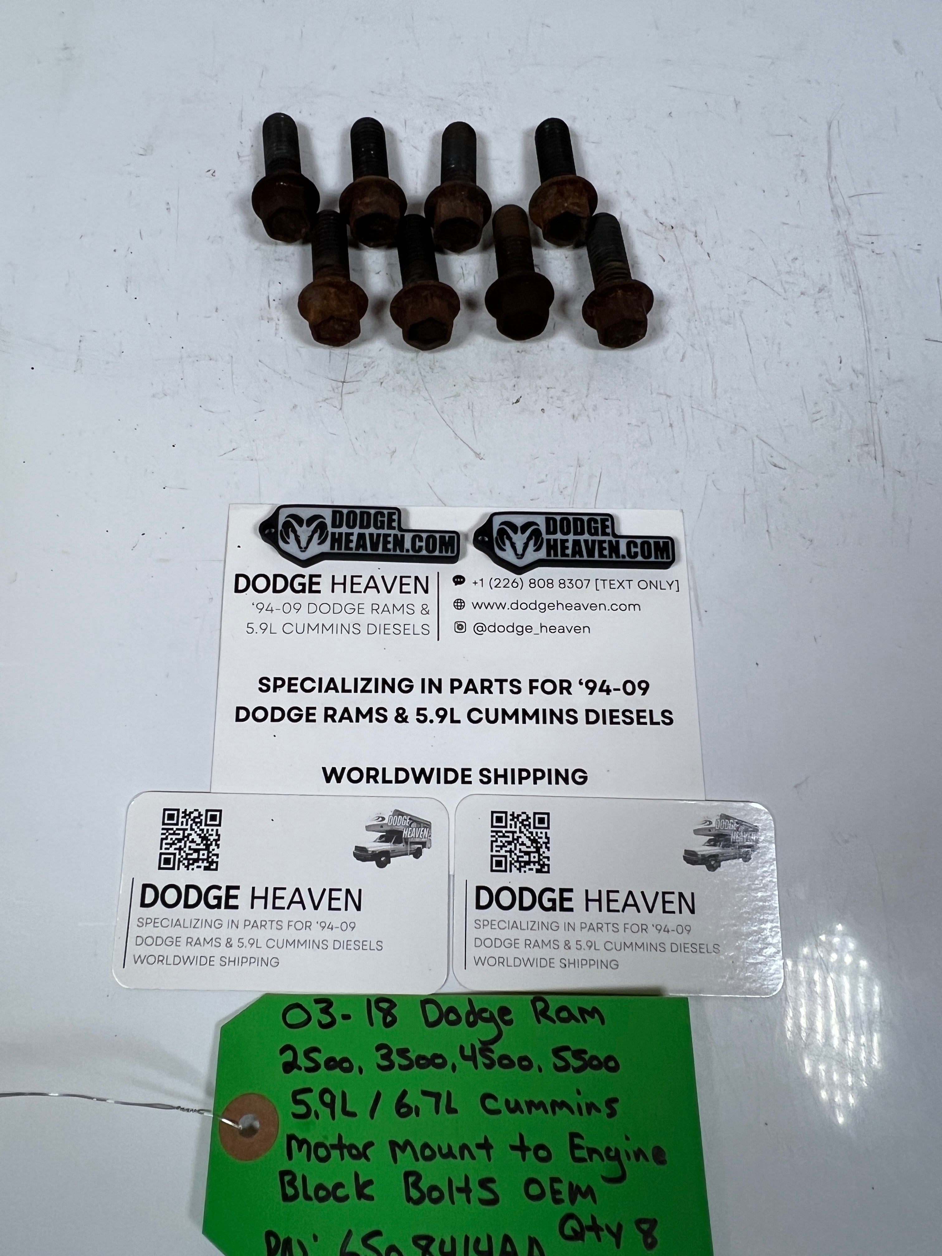 2003-2018 Dodge Ram 5.9L / 6.7L Cummins Motor Mount to Engine Bolts QTY 8