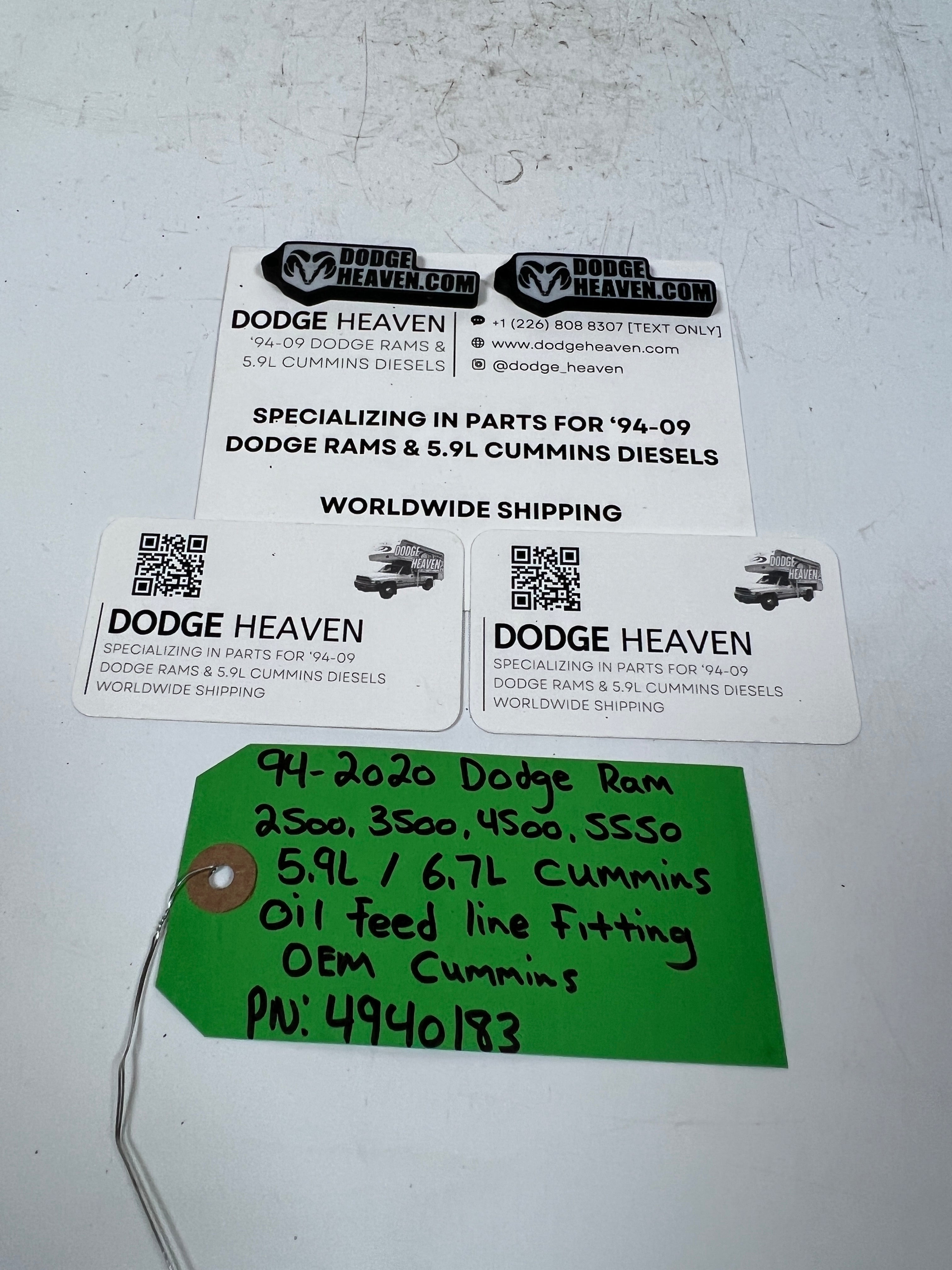 1994-2020 Dodge Ram 5.9L / 6.7L Cummins Turbo Oil Feed Line Fitting